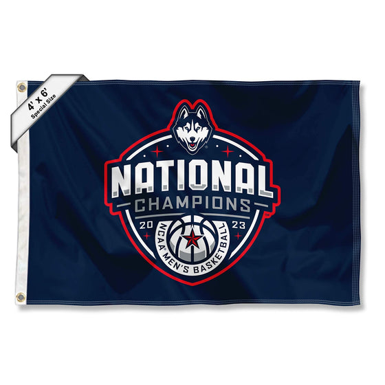 College Flags & Banners Co. Connecticut Huskies 4 ft x 6 ft 2023 UCONN Basketball National Championship Flag - Sports Collectibles, Sports Memorabilia, Sports Fan Shop, Sports Gifts