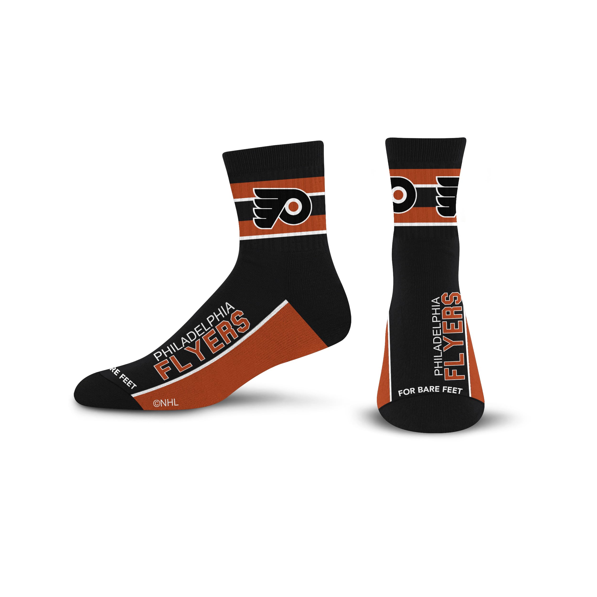 For Bare Feet NHL PHILADELPHIA FLYERS Lil' Deuce Quarter Sock Team Color Large - Sports Gifts, Sports Memorabilia, Sports Collectibles, Fan Shop