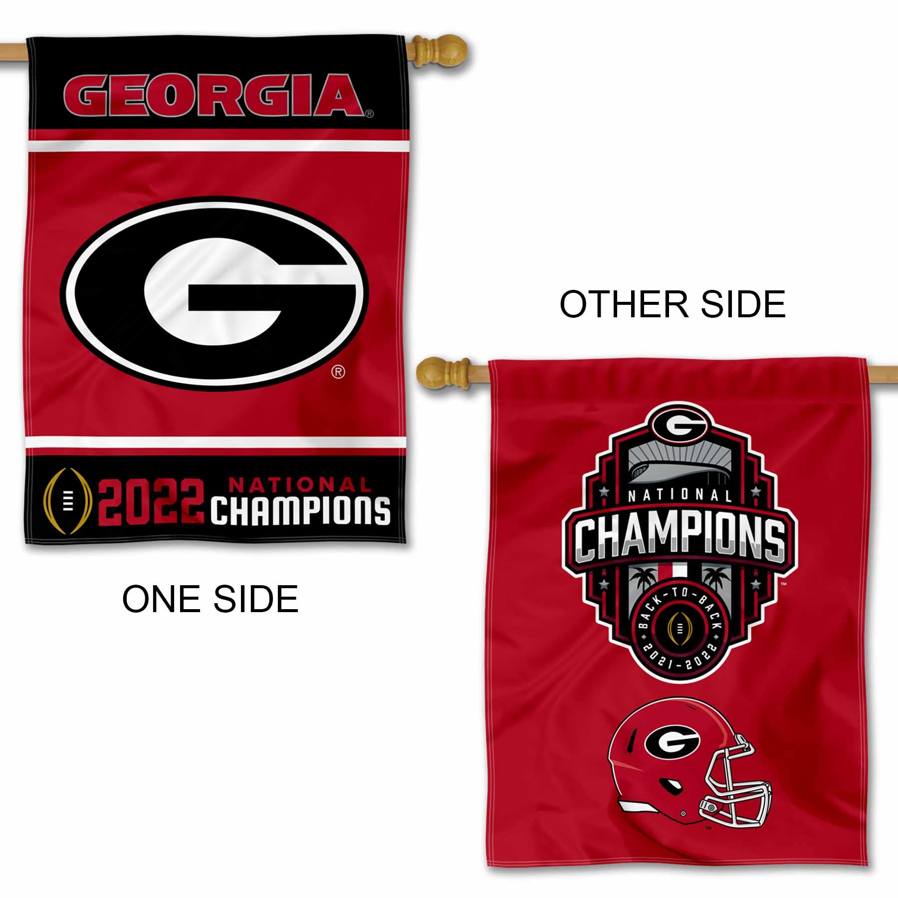 Georgia Bulldogs 2022 College Football Playoff Champions Double Sided House Flag - Sports Collectibles, Sports Memorabilia, Sports Fan Shop, Sports Gifts
