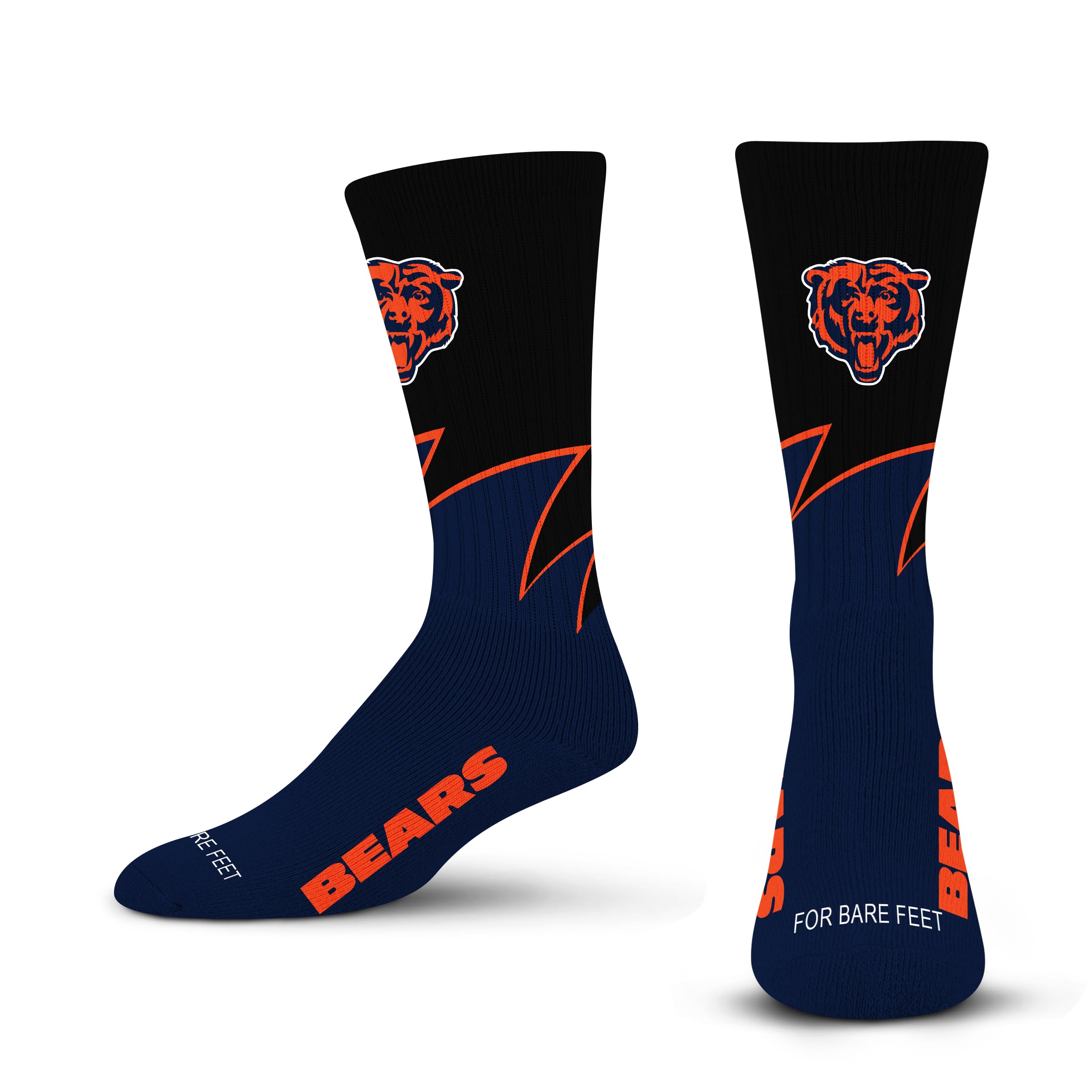 For Bare Feet NFL CHICAGO BEARS Black Wave Crew Sock Team Color YOUTH - Sports Gifts, Sports Memorabilia, Sports Collectibles, Fan Shop