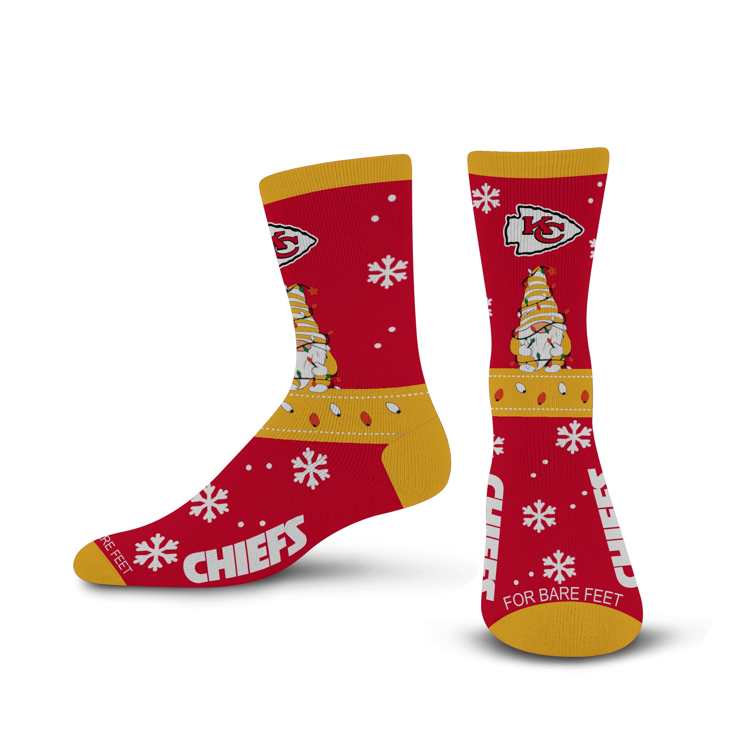 For Bare Feet NFL KANSAS CITY CHIEFS Holiday Sweater Gnome Team Colors Large - Sports Gifts, Sports Memorabilia, Sports Collectibles, Fan Shop