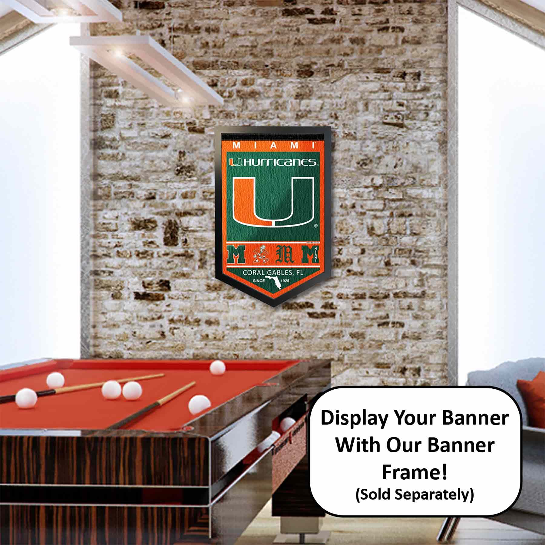 College Flags & Banners Co. Hurricanes Heritage History Banner Pennant - Sports Collectibles, Sports Memorabilia, Sports Fan Shop, Sports Gifts