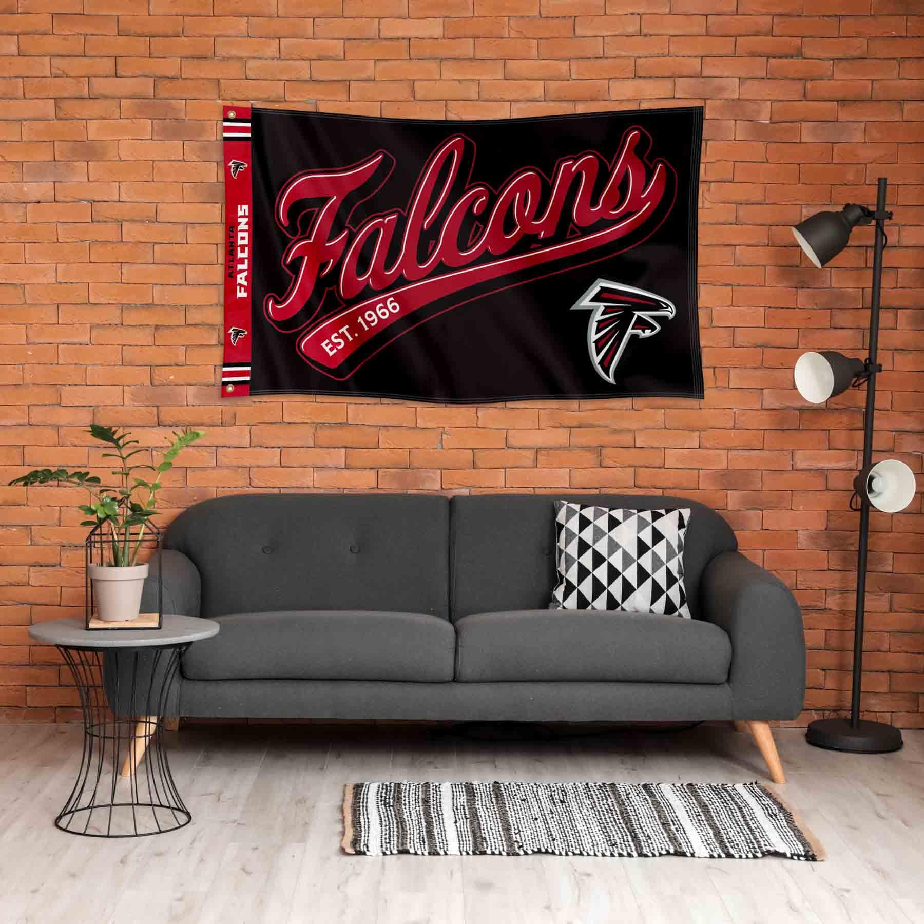 WinCraft Atlanta Falcons Script Logo Premium Flag - Sports Collectibles, Sports Memorabilia, Sports Fan Shop, Sports Gifts