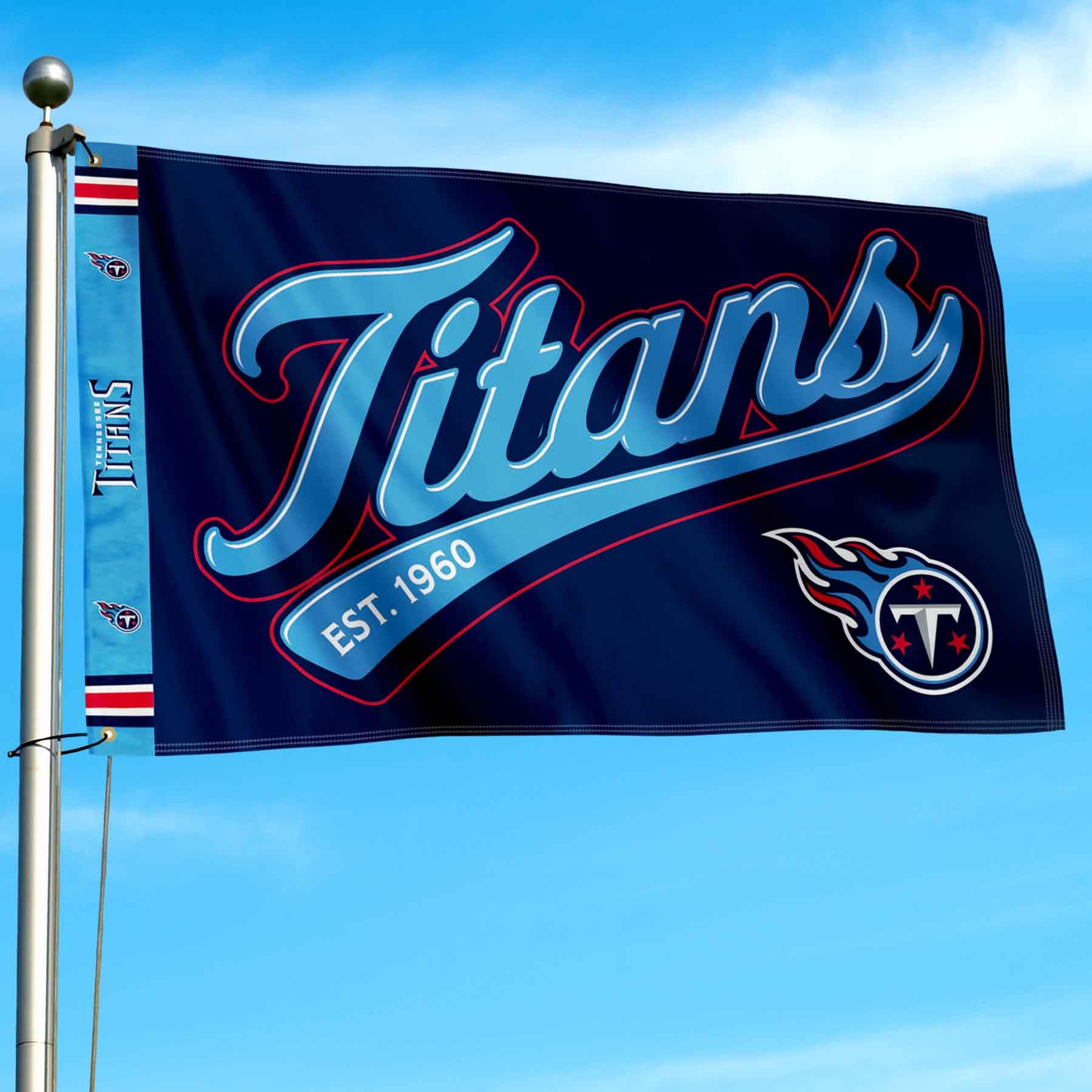 WinCraft Tennessee Titans Script Logo Premium Flag - Sports Collectibles, Sports Memorabilia, Sports Fan Shop, Sports Gifts