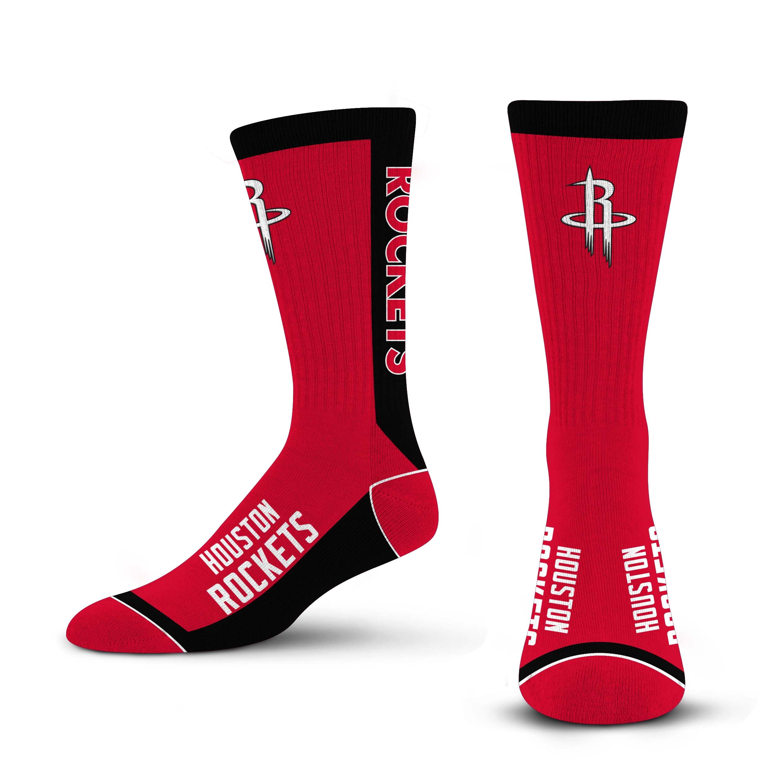 For Bare Feet NBA HOUSTON ROCKETS MVP Crew Sock Team Color Large