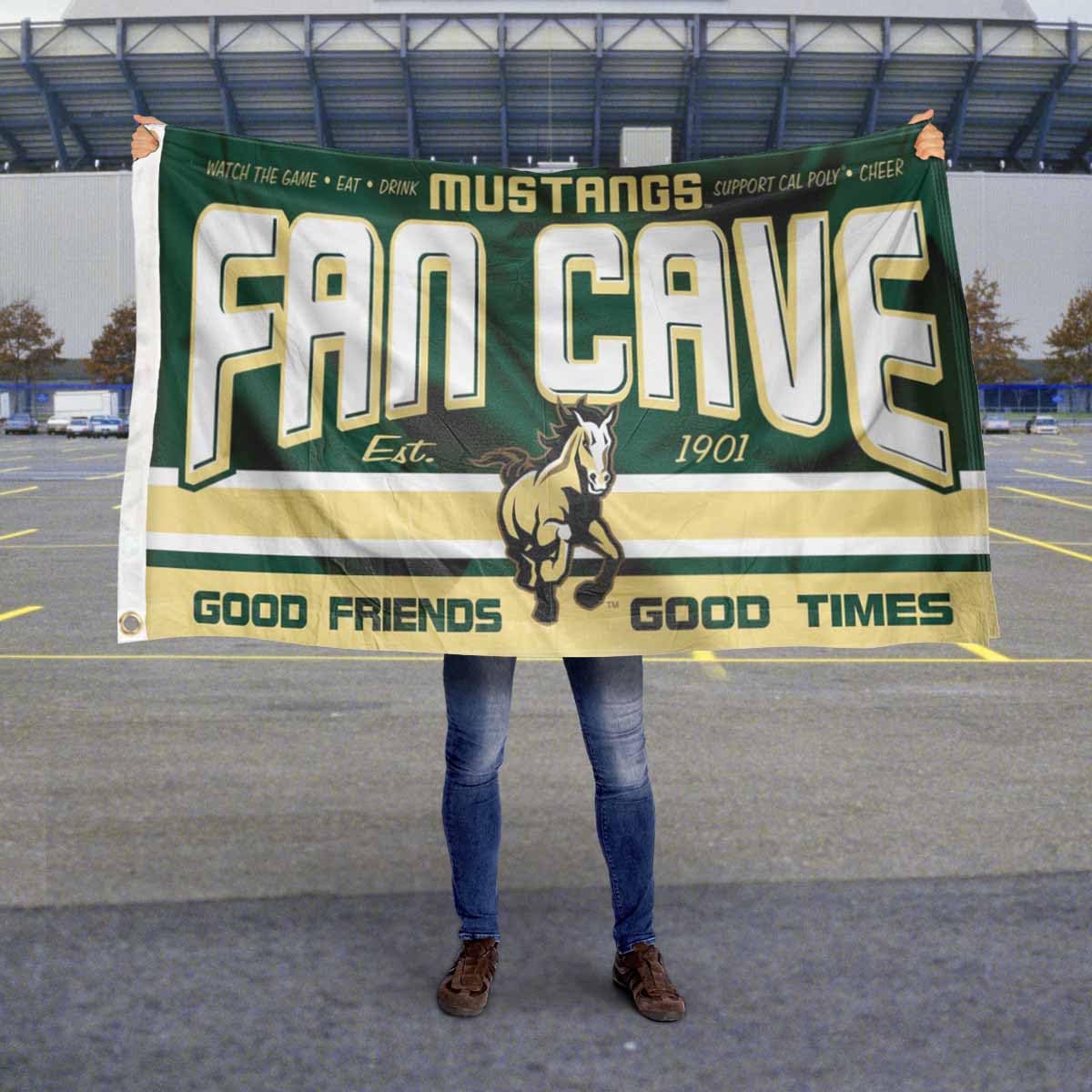 Cal Poly Mustangs Fan Man Cave Banner Flag - Sports Collectibles, Sports Memorabilia, Sports Fan Shop, Sports Gifts