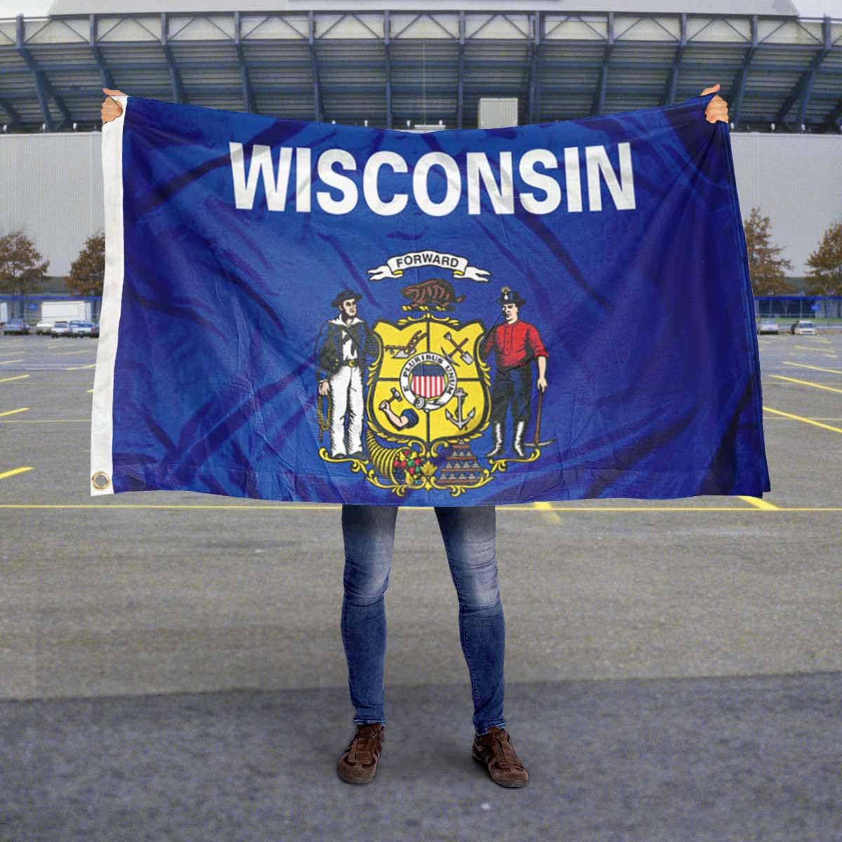 Sports Flags Pennants Company State of Wisconsin Flag 3x5 Foot Banner - Sports Collectibles, Sports Memorabilia, Sports Fan Shop, Sports Gifts