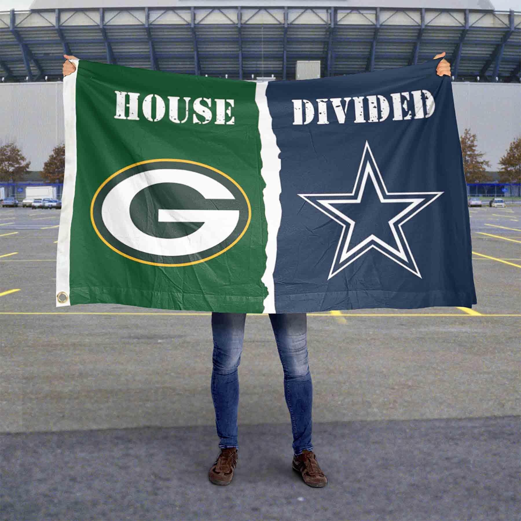 WinCraft Packers and Cowboys House Divided Flag Rivalry Banner - Sports Collectibles, Sports Memorabilia, Sports Fan Shop, Sports Gifts