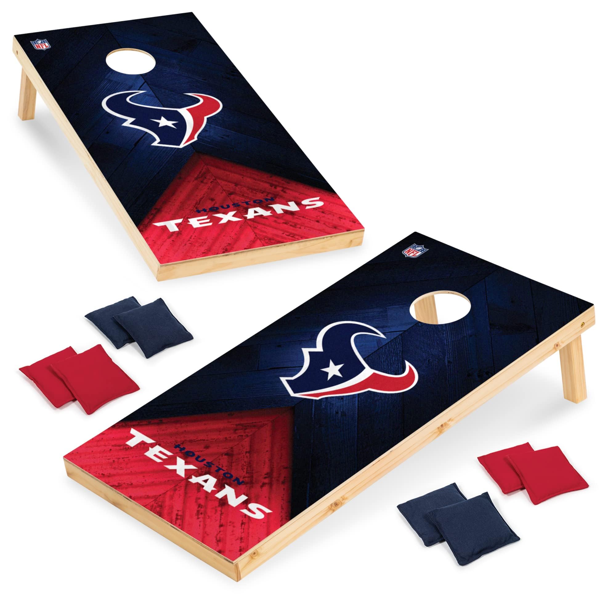 Wild Sports NFL Houston Texans 2' x 4' Regulation Size Solid Wood Cornhole Set with Direct Print HD Team Graphics - Sports Collectibles, Sports Memorabilia, Sports Fan Shop, Sports Gifts
