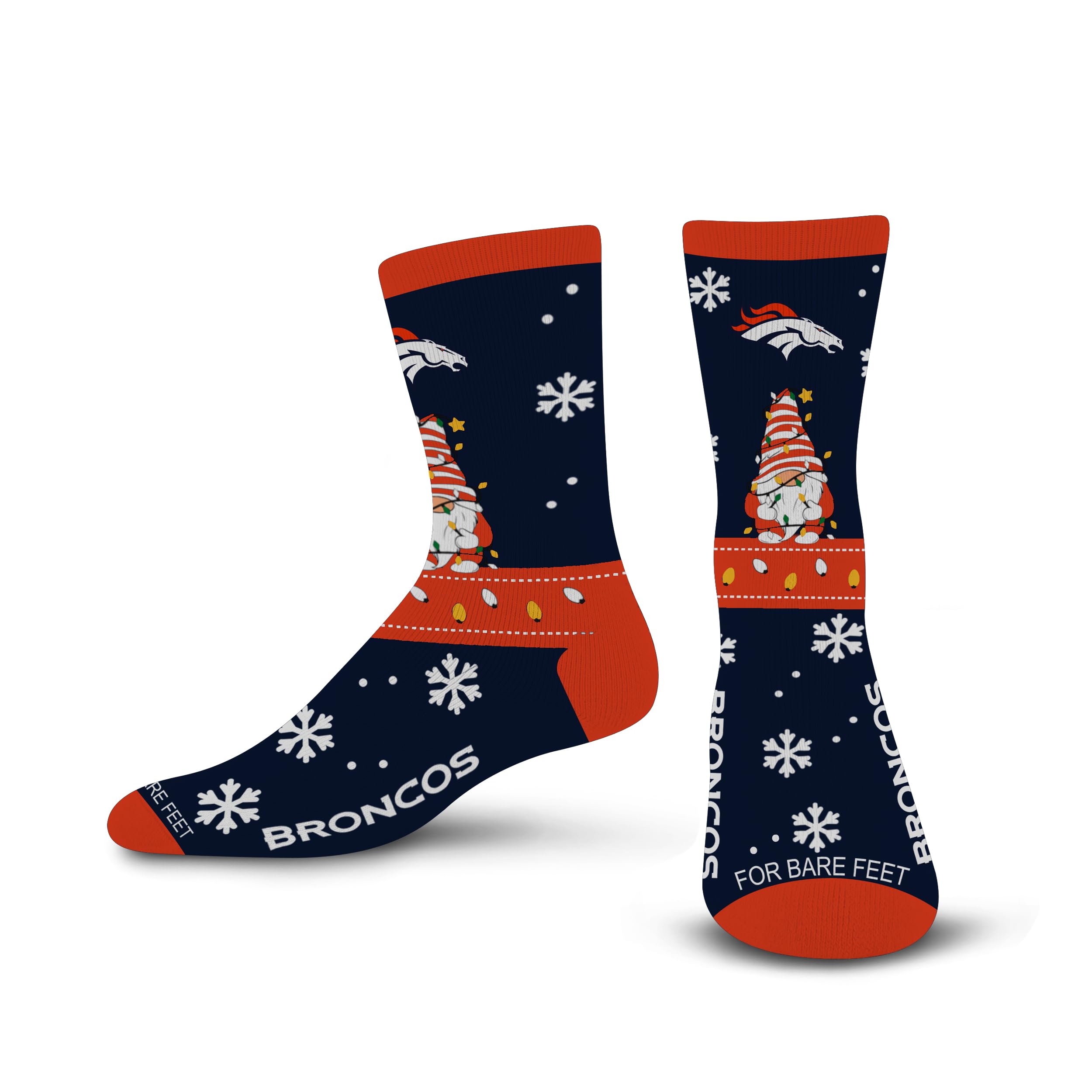 For Bare Feet NFL DENVER BRONCOS Holiday Sweater Gnome Team Colors Large - Sports Gifts, Sports Memorabilia, Sports Collectibles, Fan Shop