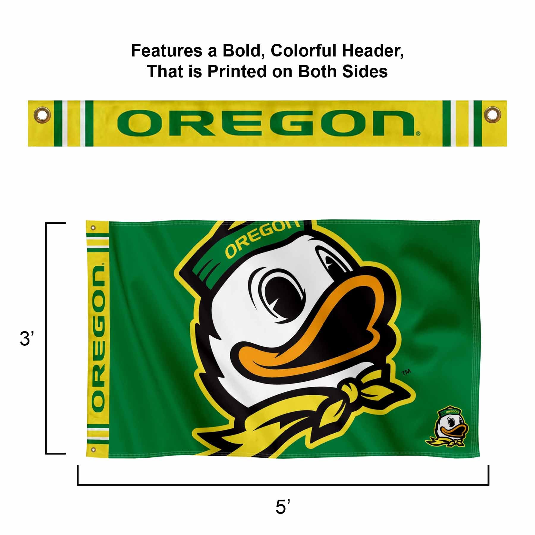 College Flags & Banners Co. Oregon Bold Mascot Logo Premium Flag - Sports Collectibles, Sports Memorabilia, Sports Fan Shop, Sports Gifts