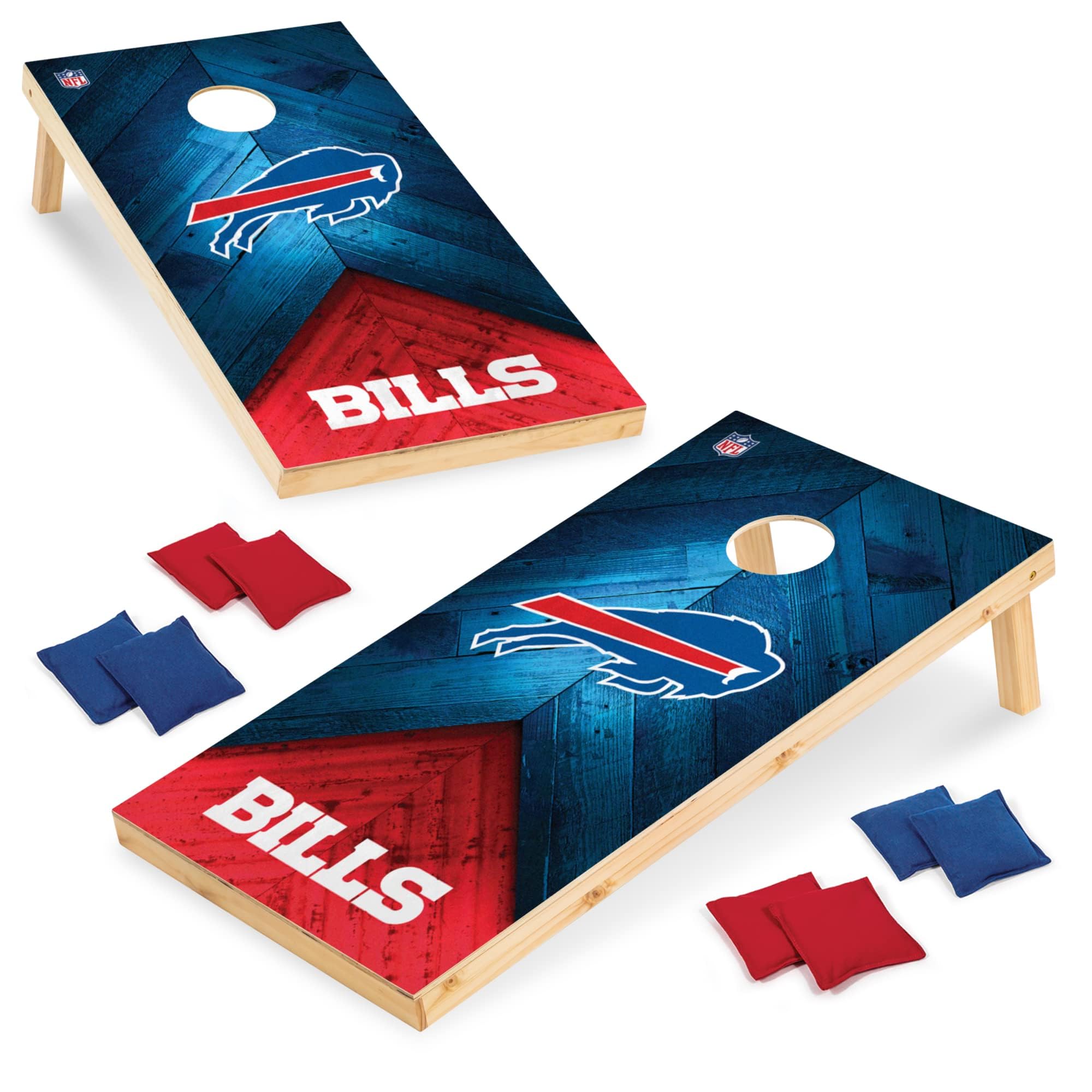 Wild Sports NFL Buffalo Bills 2' x 4' Regulation Size Solid Wood Cornhole Set with Direct Print HD Team Graphics - Sports Collectibles, Sports Memorabilia, Sports Fan Shop, Sports Gifts