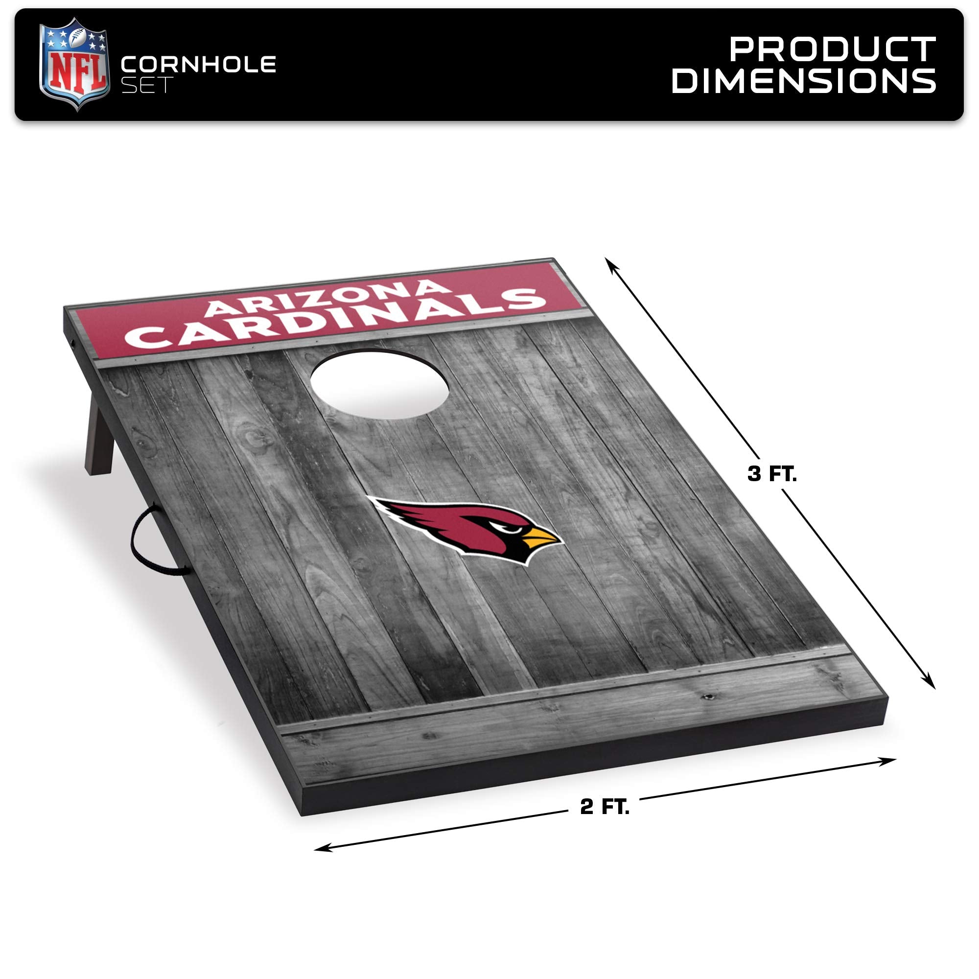 Wild Sports 2'x3' MDF Wood NFL Arizona Cardinals Cornhole Set - Grey Wood Design - Sports Collectibles, Sports Memorabilia, Sports Fan Shop, Sports Gifts