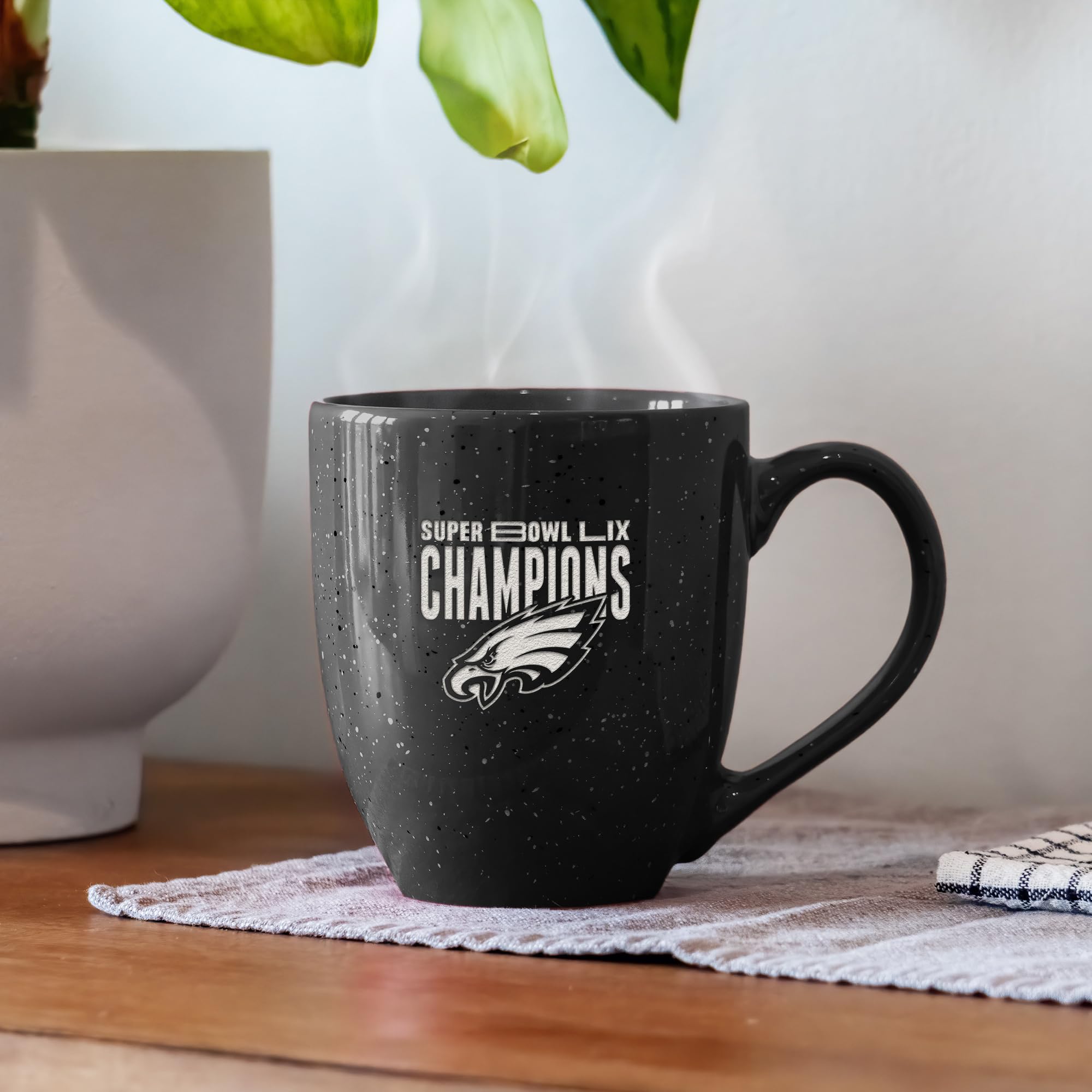 Rico Industries NFL Football Philadelphia Eagles 2025 Super Bowl LIX Champions 16 oz Team Color Laser Engraved Speckled Ceramic Coffee Mug - Sports Collectibles, Sports Memorabilia, Sports Fan Shop, Sports Gifts