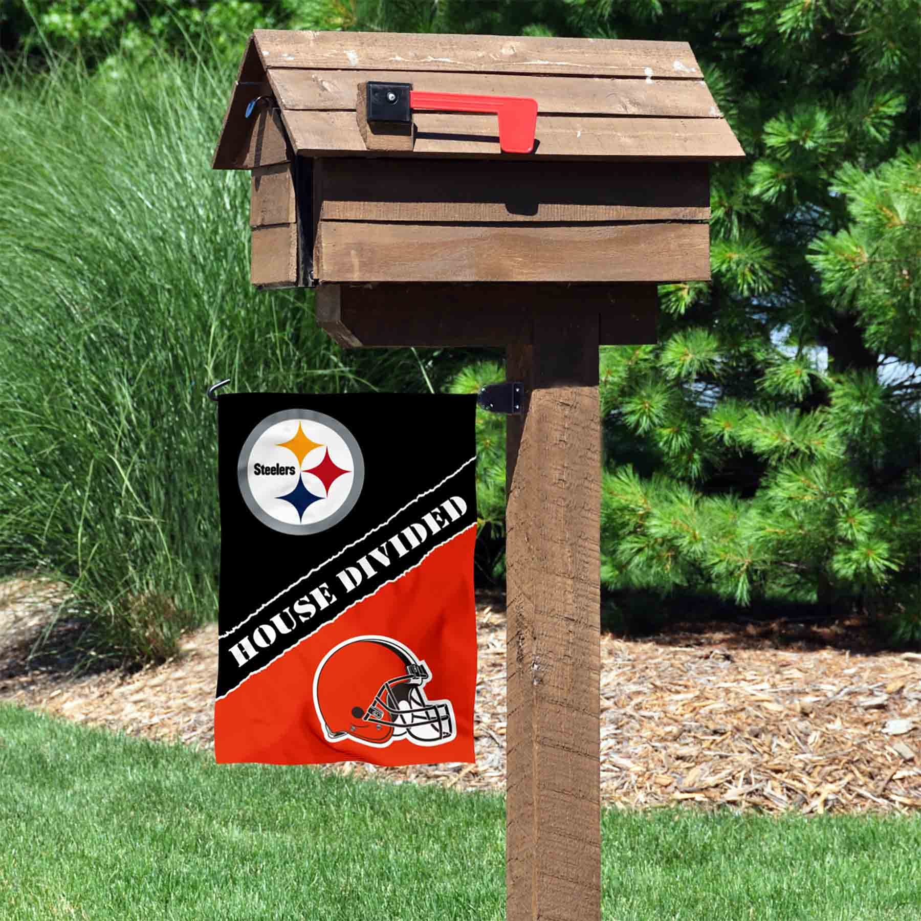 WinCraft House Divided Steelers and Browns Double Sided Garden Flag - Sports Collectibles, Sports Memorabilia, Sports Fan Shop, Sports Gifts