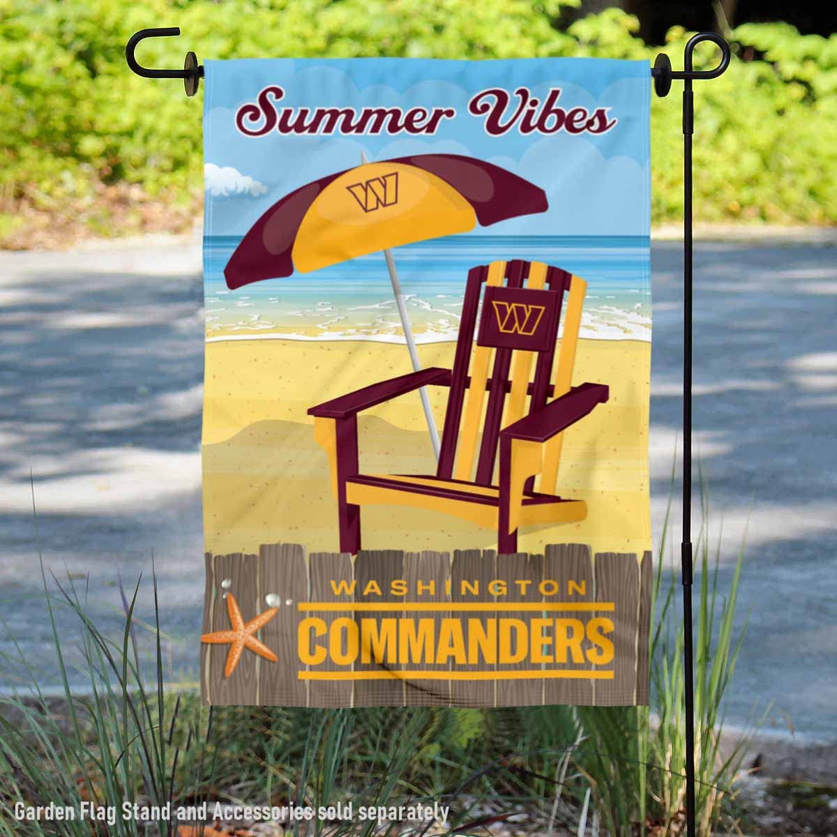 WinCraft Washington Commanders Summer Decorative Seasonal Garden Flag Double Sided Banner - Sports Collectibles, Sports Memorabilia, Sports Fan Shop, Sports Gifts