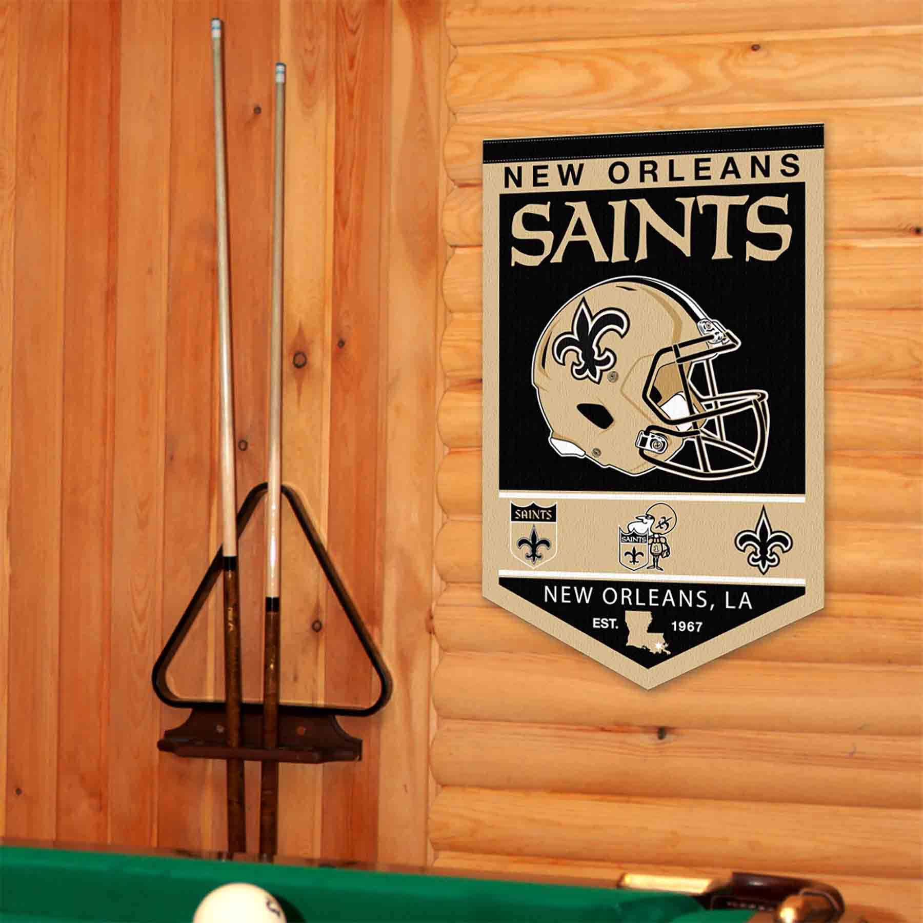 WinCraft New Orleans Saints Heritage History Banner Pennant - Sports Collectibles, Sports Memorabilia, Sports Fan Shop, Sports Gifts