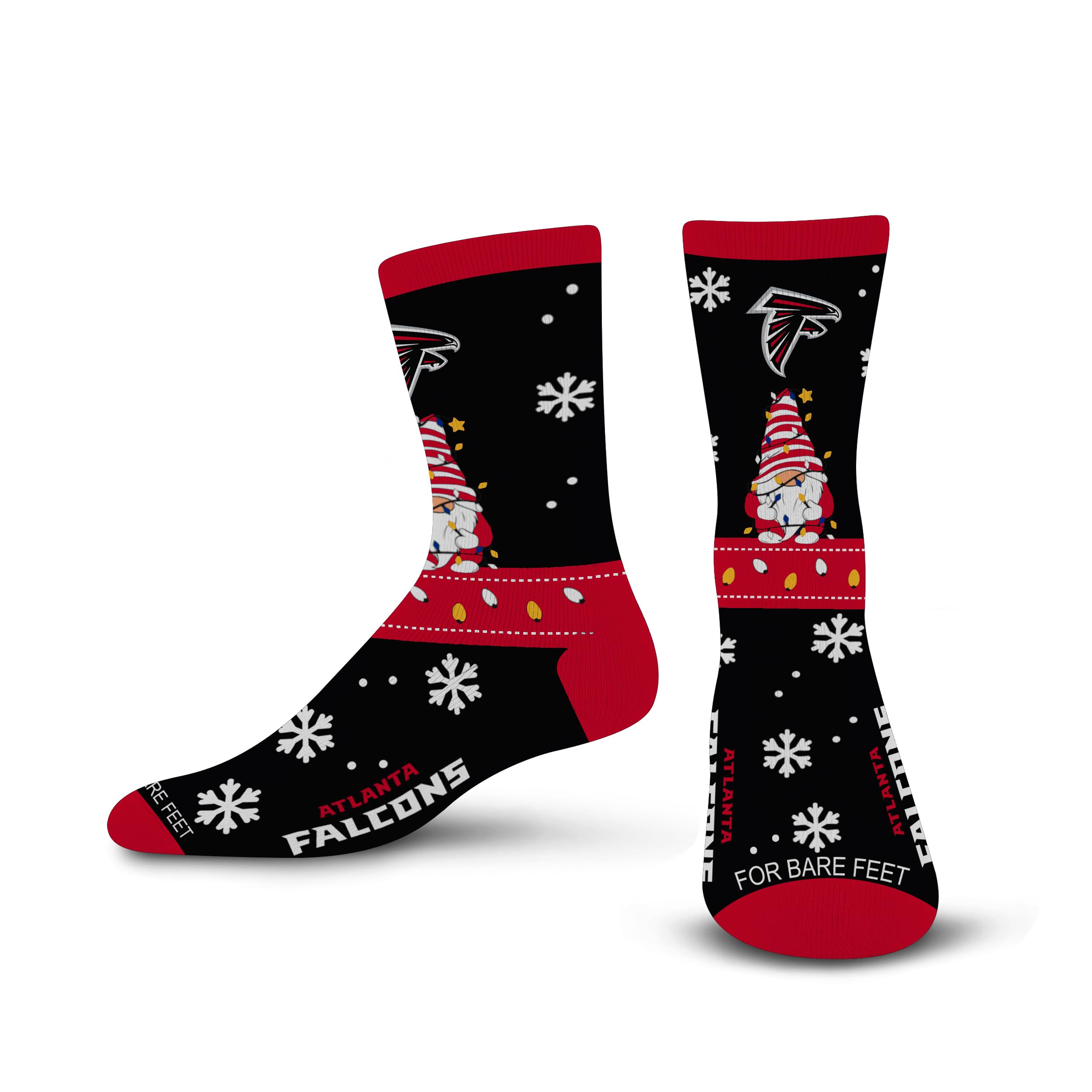For Bare Feet NFL ATLANTA FALCONS Holiday Sweater Gnome Team Colors Large - Sports Gifts, Sports Memorabilia, Sports Collectibles, Fan Shop
