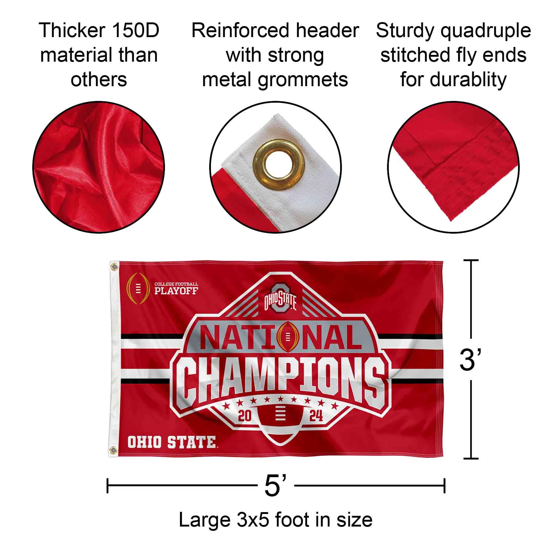 Ohio State Buckeyes 2024 National Champions 3x5 Grommet Flag - Sports Collectibles, Sports Memorabilia, Sports Fan Shop, Sports Gifts
