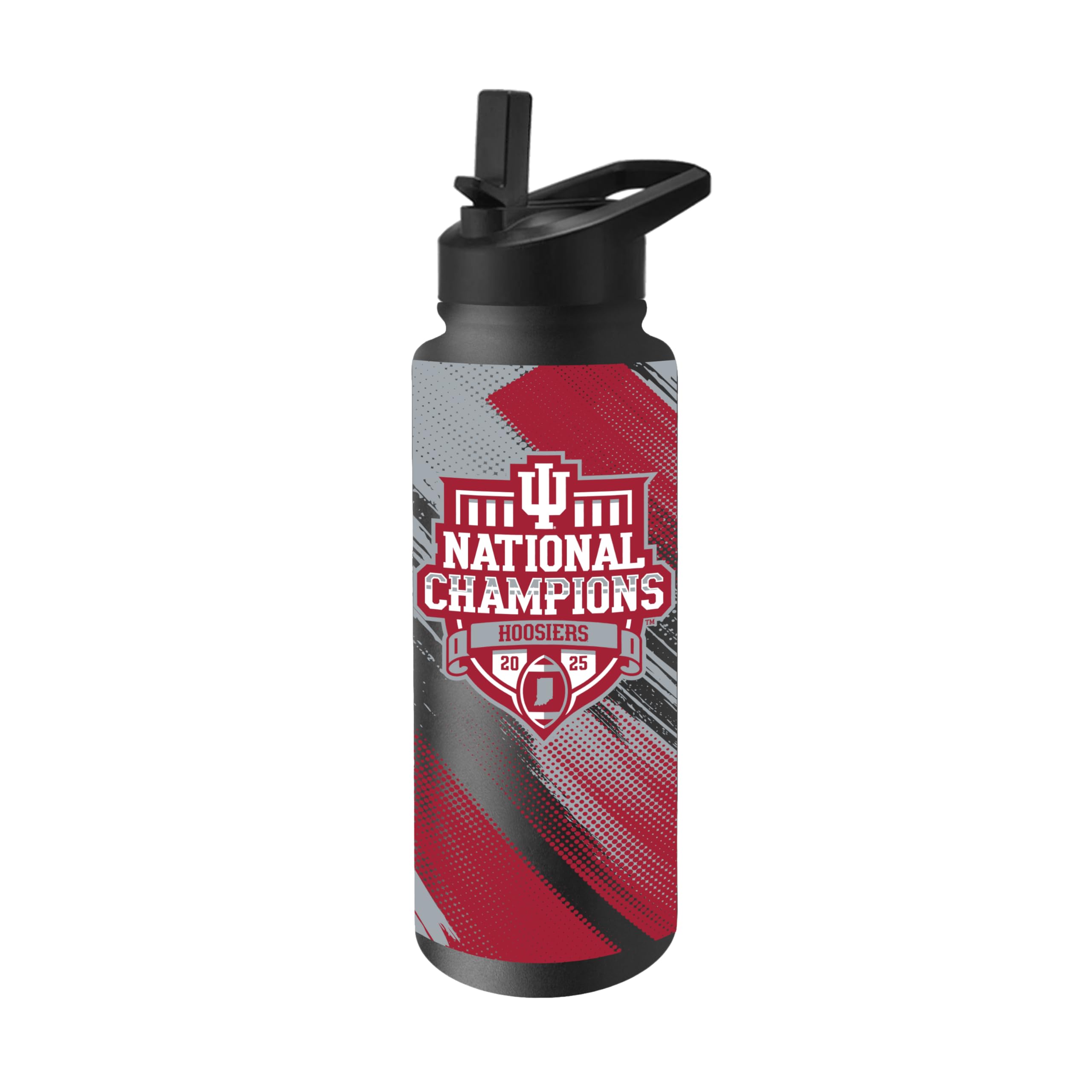 Logo Brands Indiana Hoosiers 2026 College Football Playoff National Champions 34 oz Quencher Water Bottle – Built-In Straw, Official CFP Logo - Great Gift & Collectible - Sports Gifts, Sports Memorabilia, Sports Collectibles, Fan Shop