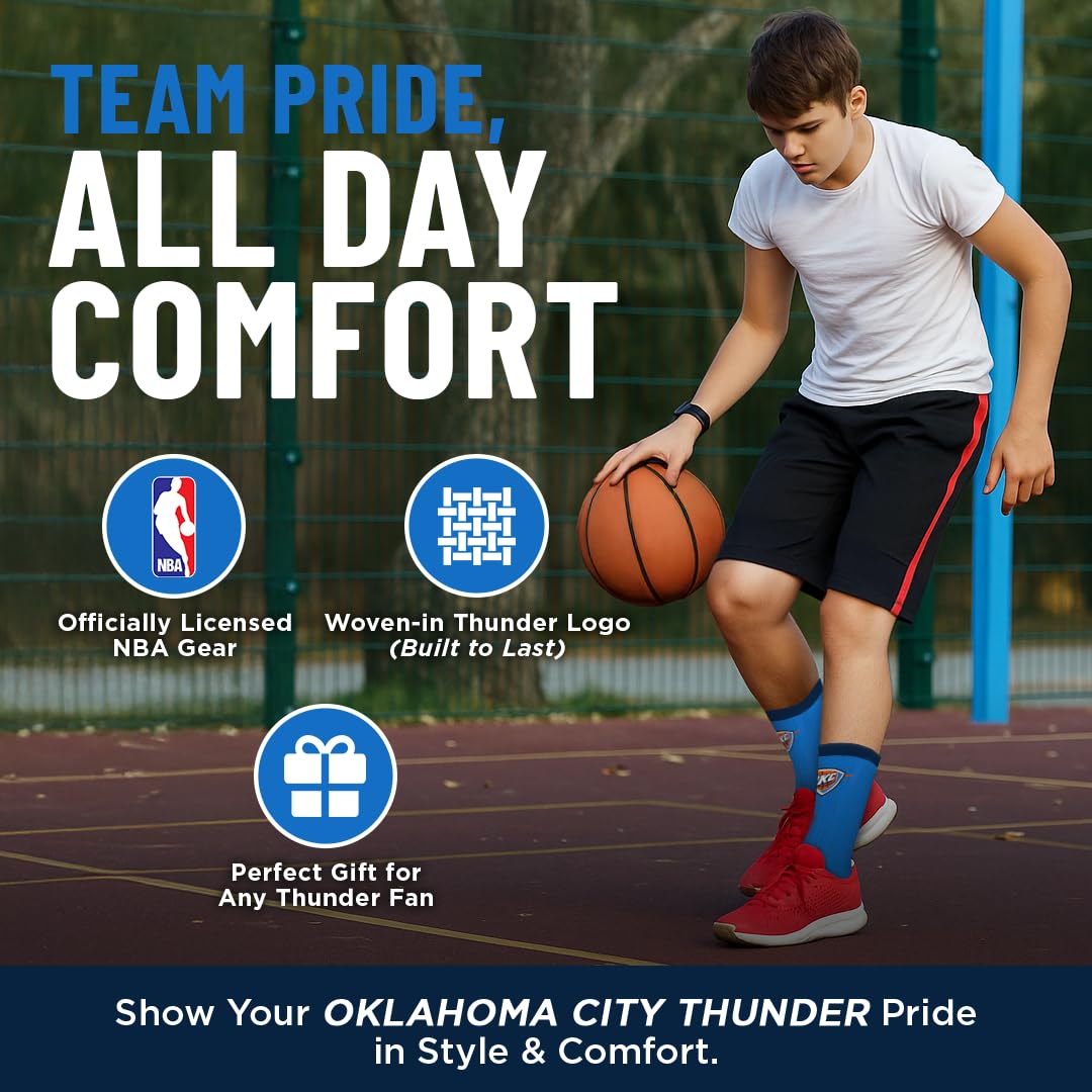 For Bare Feet NBA OKLAHOMA CITY THUNDER MVP Crew Sock Team Color Large