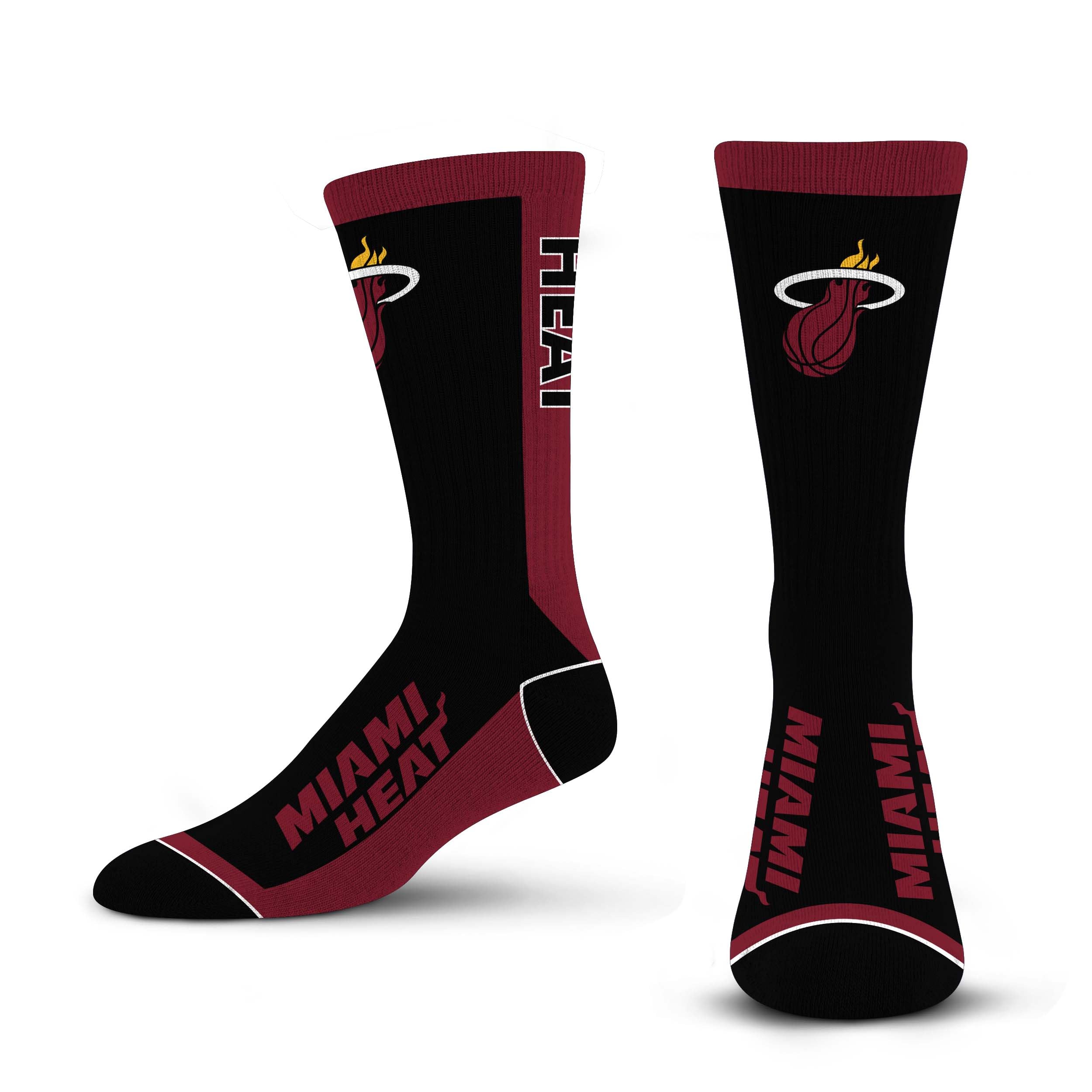 For Bare Feet NBA MIAMI HEAT MVP Crew Sock Team Color Large - Sports Gifts, Sports Memorabilia, Sports Collectibles, Fan Shop