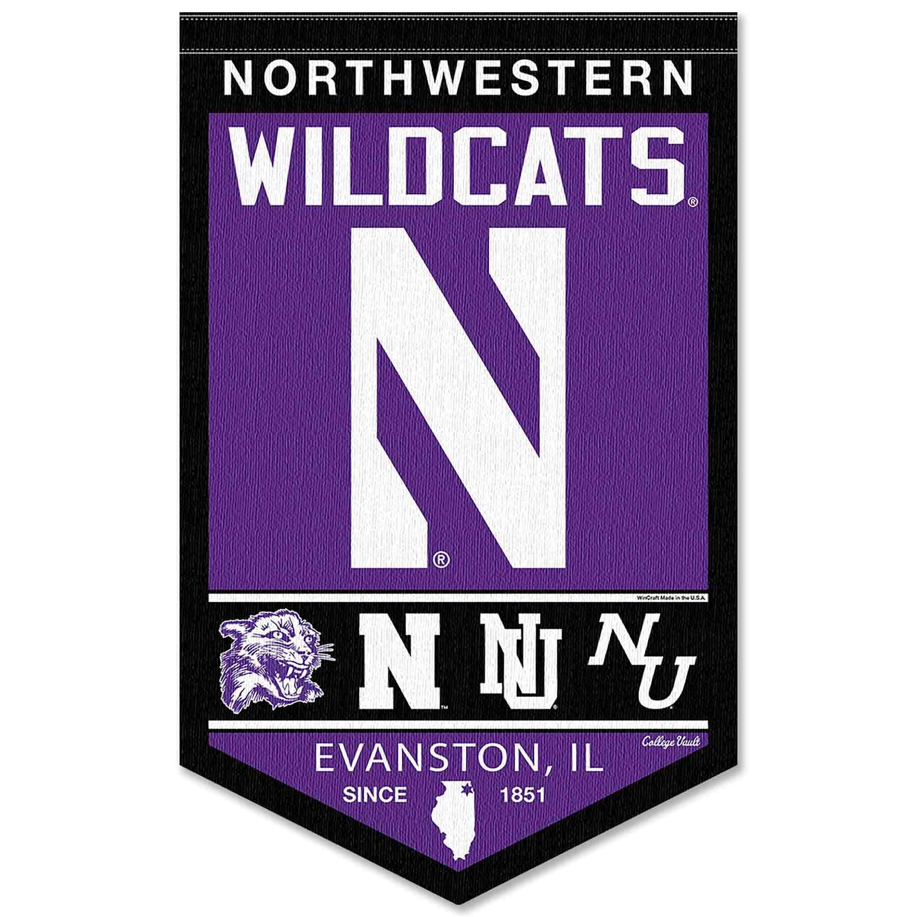 College Flags & Banners Co. Northwestern Wildcats Heritage History Banner Pennant - Sports Collectibles, Sports Memorabilia, Sports Fan Shop, Sports Gifts