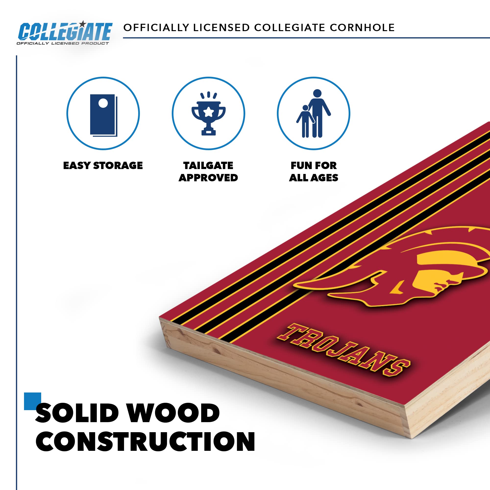 Wild Sports 2' x 3' Set with Direct Print HD Team Graphics – Great Gift for Any NCAA Fan! Bean Bag Toss Family Outdoor Games – USC Trojans - Sports Collectibles, Sports Memorabilia, Sports Fan Shop, Sports Gifts