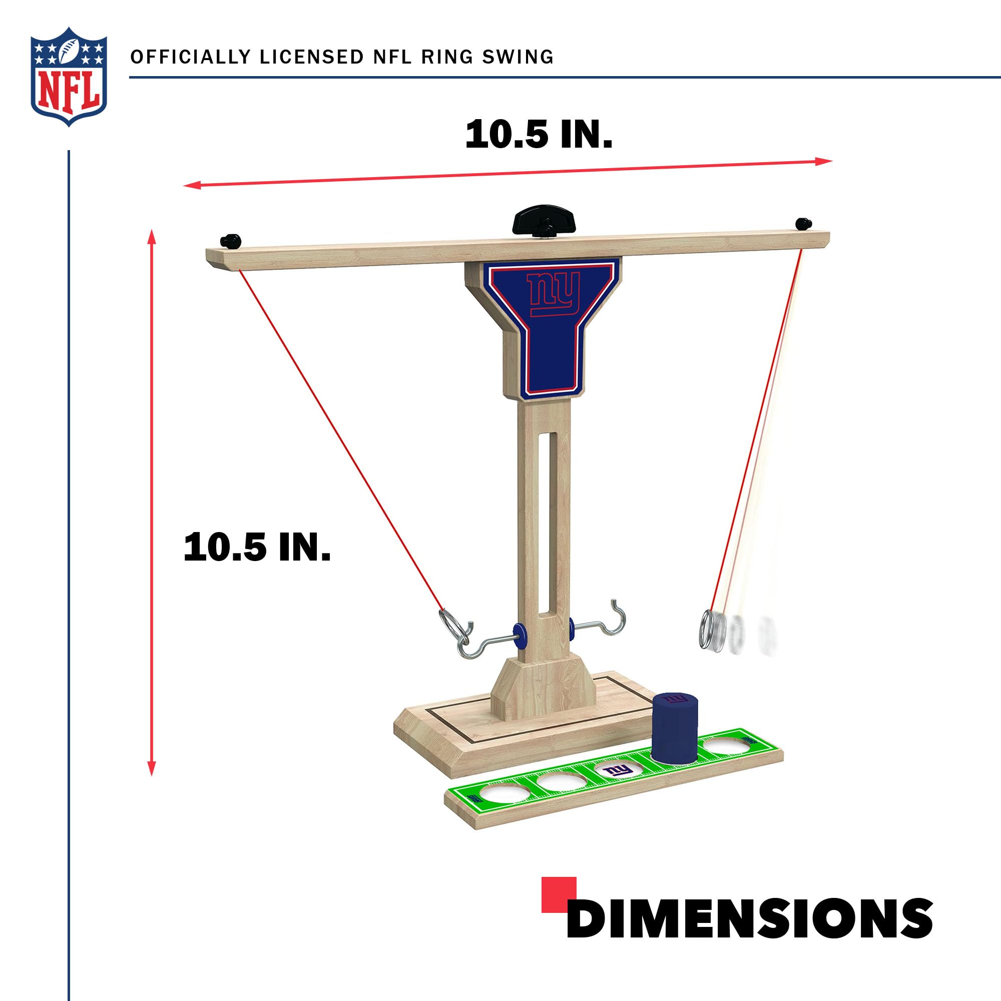 Wild Sports NFL New York Giants Wooden Ring Swing Battle - Head-to-Head Ring Toss Hook & Ring Game for NFL Fans - Sports Collectibles, Sports Memorabilia, Sports Fan Shop, Sports Gifts