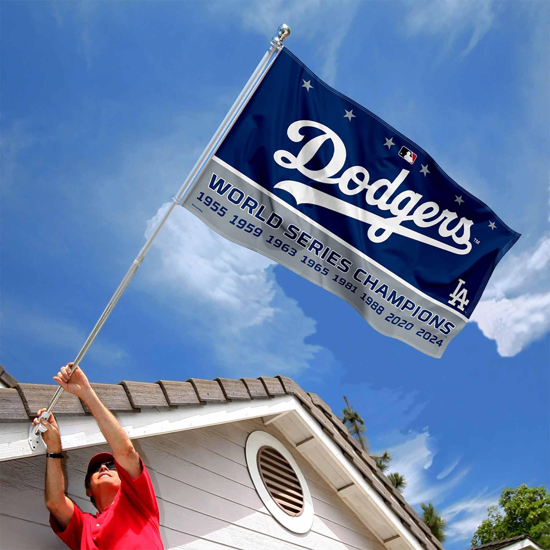 WinCraft Los Angeles Dodgers 8 Time World Champions Series 3x5 Flag - Sports Collectibles, Sports Memorabilia, Sports Fan Shop, Sports Gifts