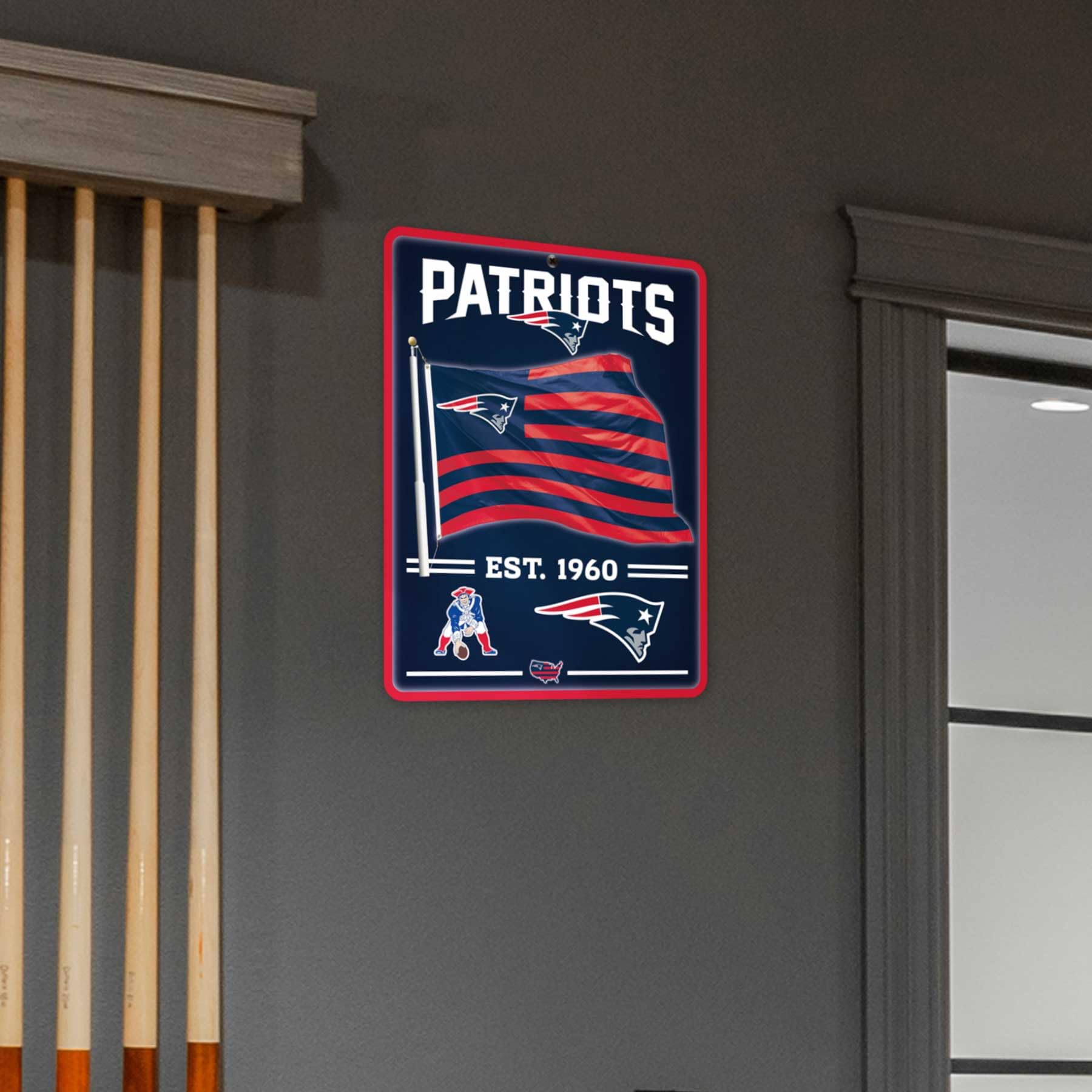 WinCraft New England Patriots Americana Banner Flag Sign - Sports Collectibles, Sports Memorabilia, Sports Fan Shop, Sports Gifts