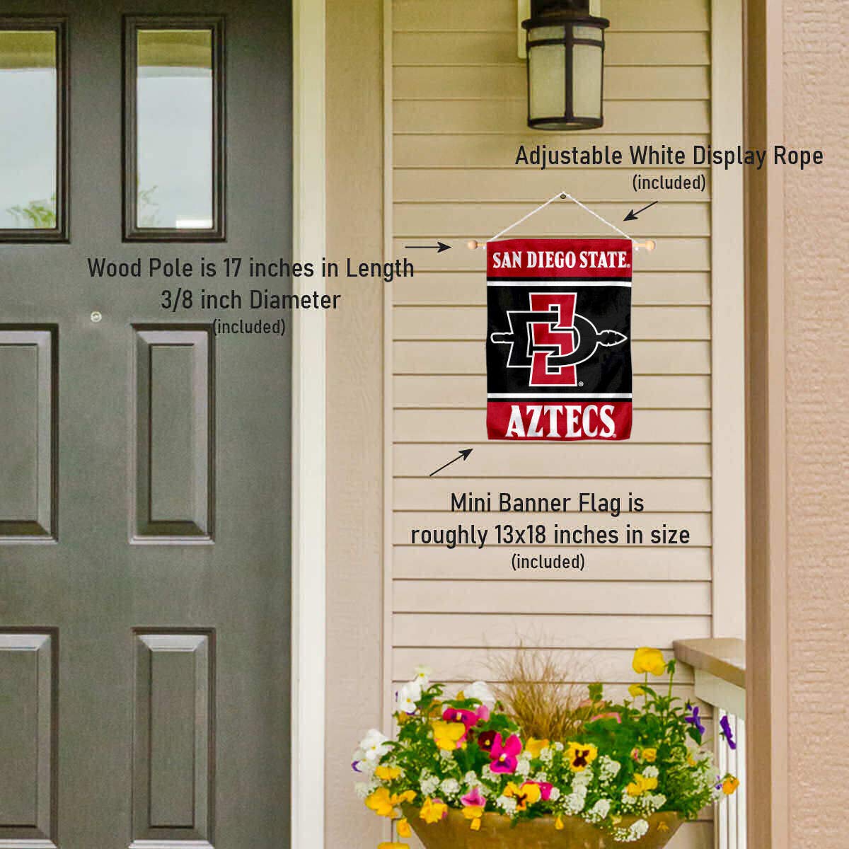 College Flags & Banners Co. San Diego State Aztecs Window Wall Banner Hanging Flag with Suction Cup - Sports Collectibles, Sports Memorabilia, Sports Fan Shop, Sports Gifts