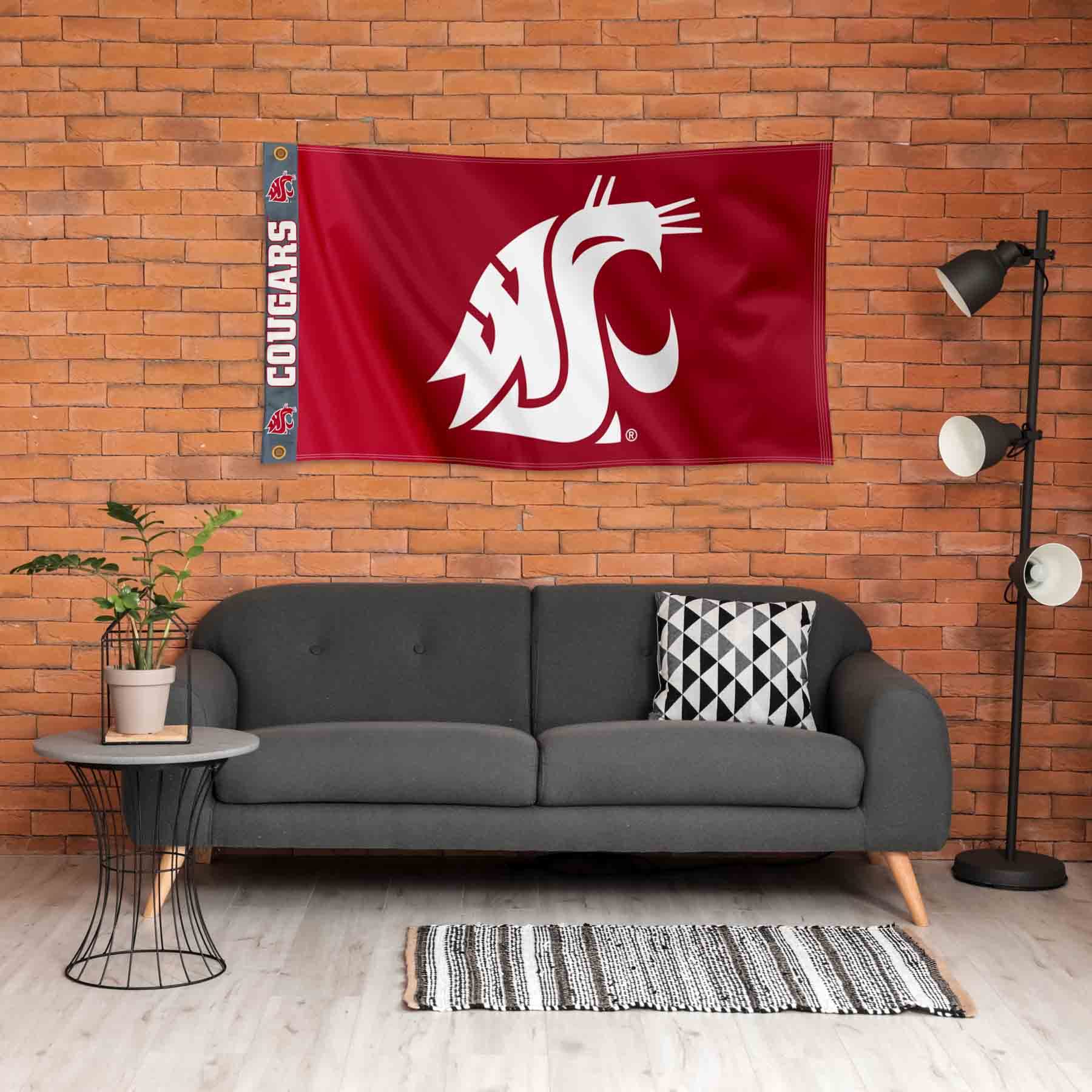 College Flags & Banners Co. Washington State Cougars Printed Header 3x5 Foot Banner Flag - Sports Collectibles, Sports Memorabilia, Sports Fan Shop, Sports Gifts