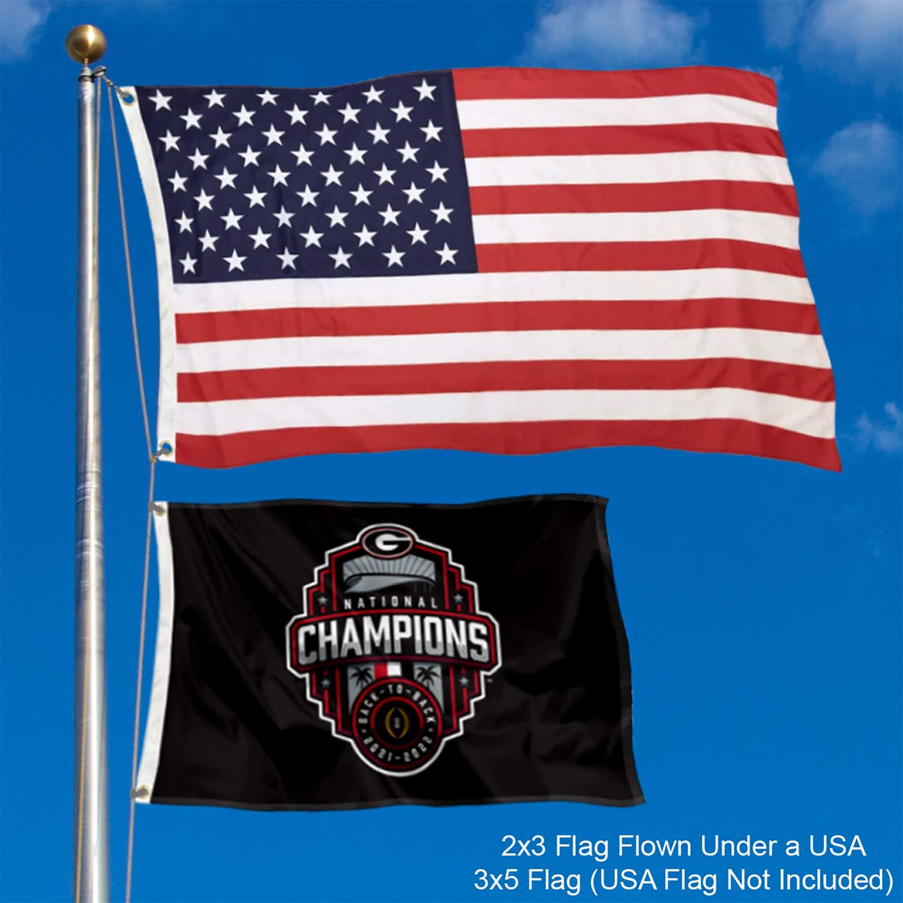 UGA Bulldogs College Football 2022 National Champions 2x3 Foot Flag - Sports Collectibles, Sports Memorabilia, Sports Fan Shop, Sports Gifts