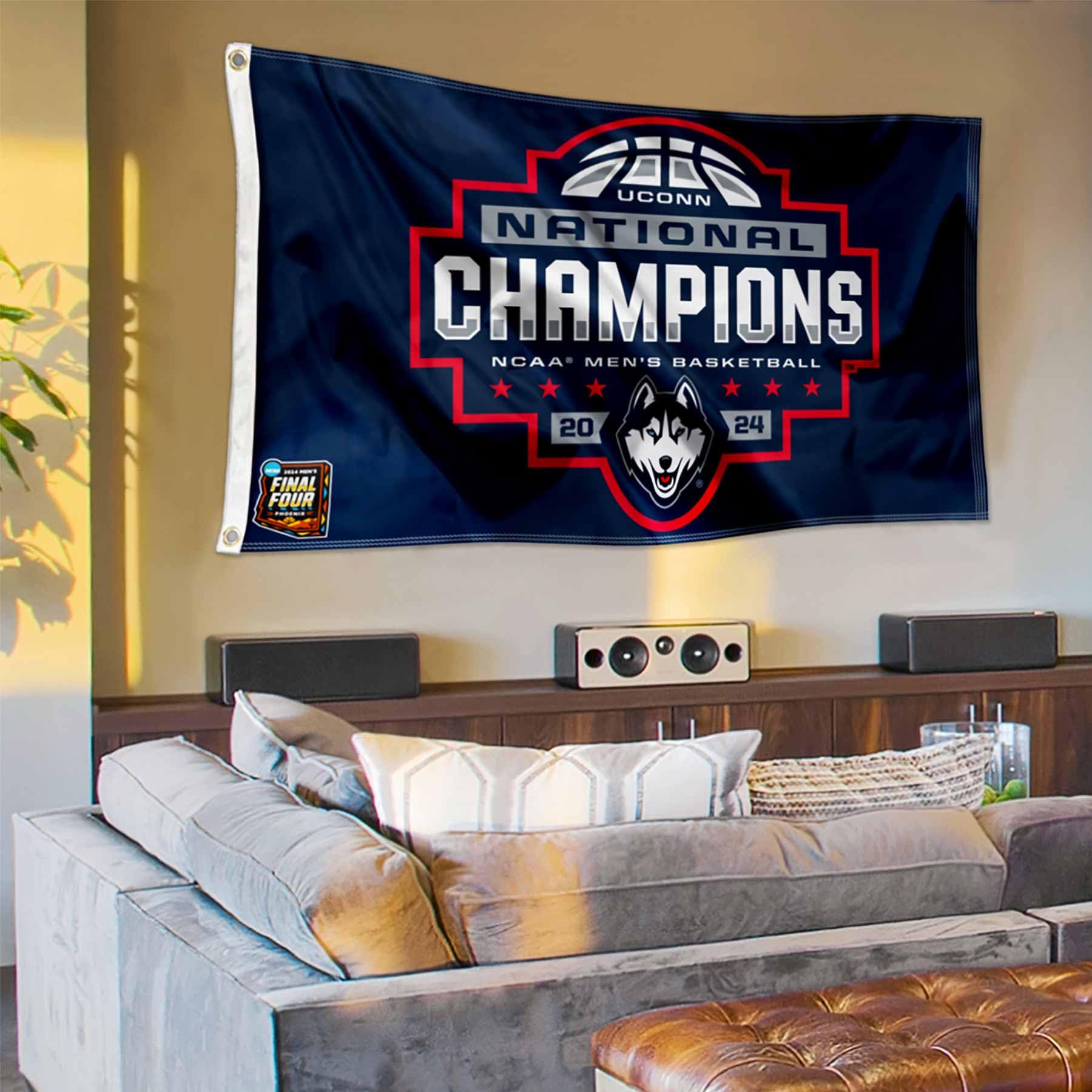 WinCraft Connecticut Huskies Basketball National Champions 2024 Flag 3x5 Banner - Sports Collectibles, Sports Memorabilia, Sports Fan Shop, Sports Gifts