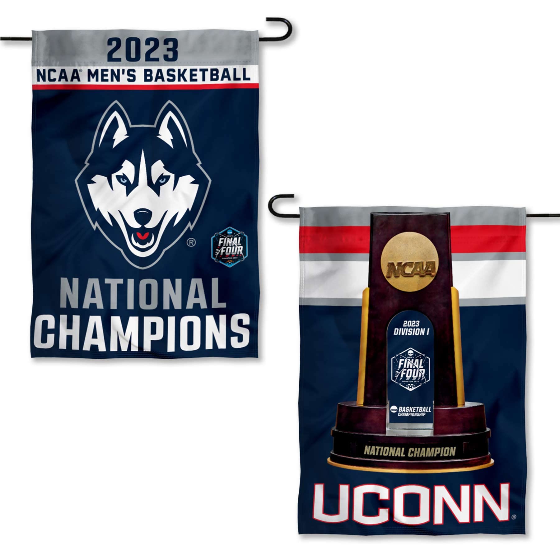 WinCraft Connecticut Huskies UCONN College Basketball 2023 National Champions Double Sided Garden Flag - Sports Collectibles, Sports Memorabilia, Sports Fan Shop, Sports Gifts