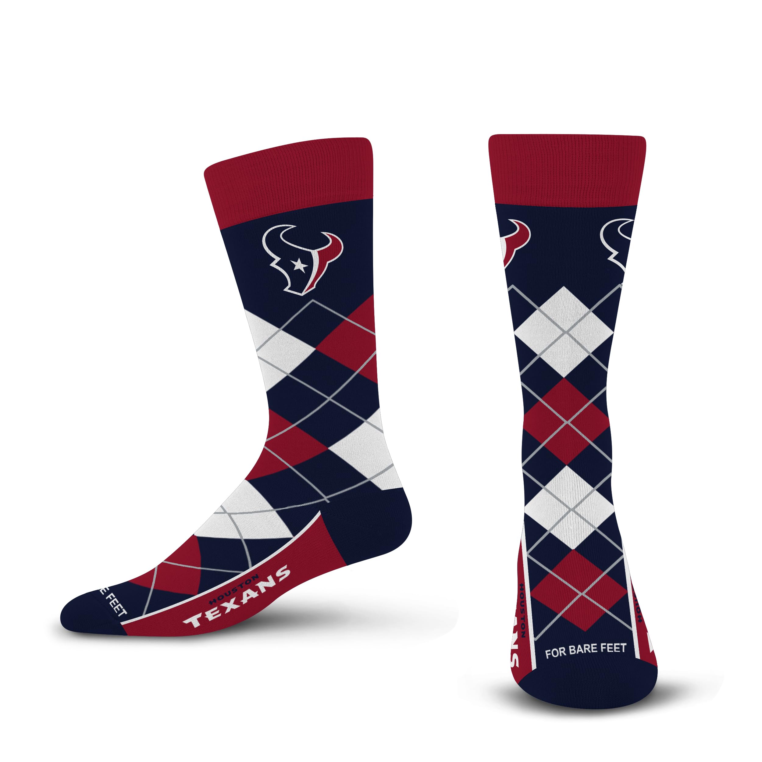 For Bare Feet NFL HOUSTON TEXANS Argyle Remix Premium Dress Sock Team Color OSFM - Sports Gifts, Sports Memorabilia, Sports Collectibles, Fan Shop