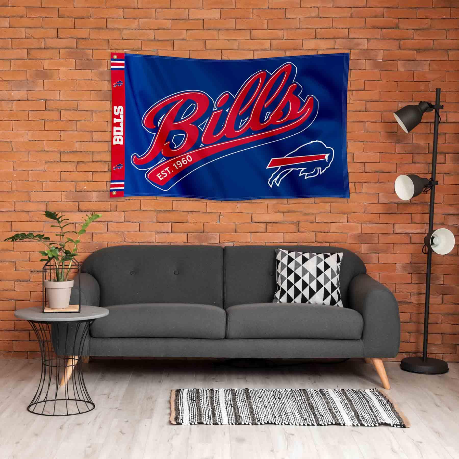 WinCraft Buffalo Bills Script Logo Premium Flag - Sports Collectibles, Sports Memorabilia, Sports Fan Shop, Sports Gifts