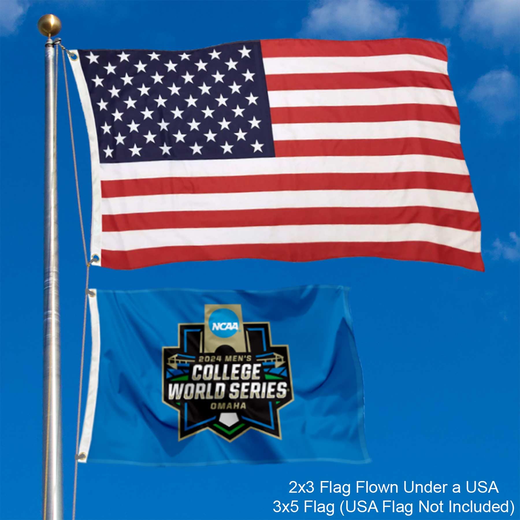 College Baseball Series CWS 2024 Small 2x3 Flag and Banner - Sports Collectibles, Sports Memorabilia, Sports Fan Shop, Sports Gifts