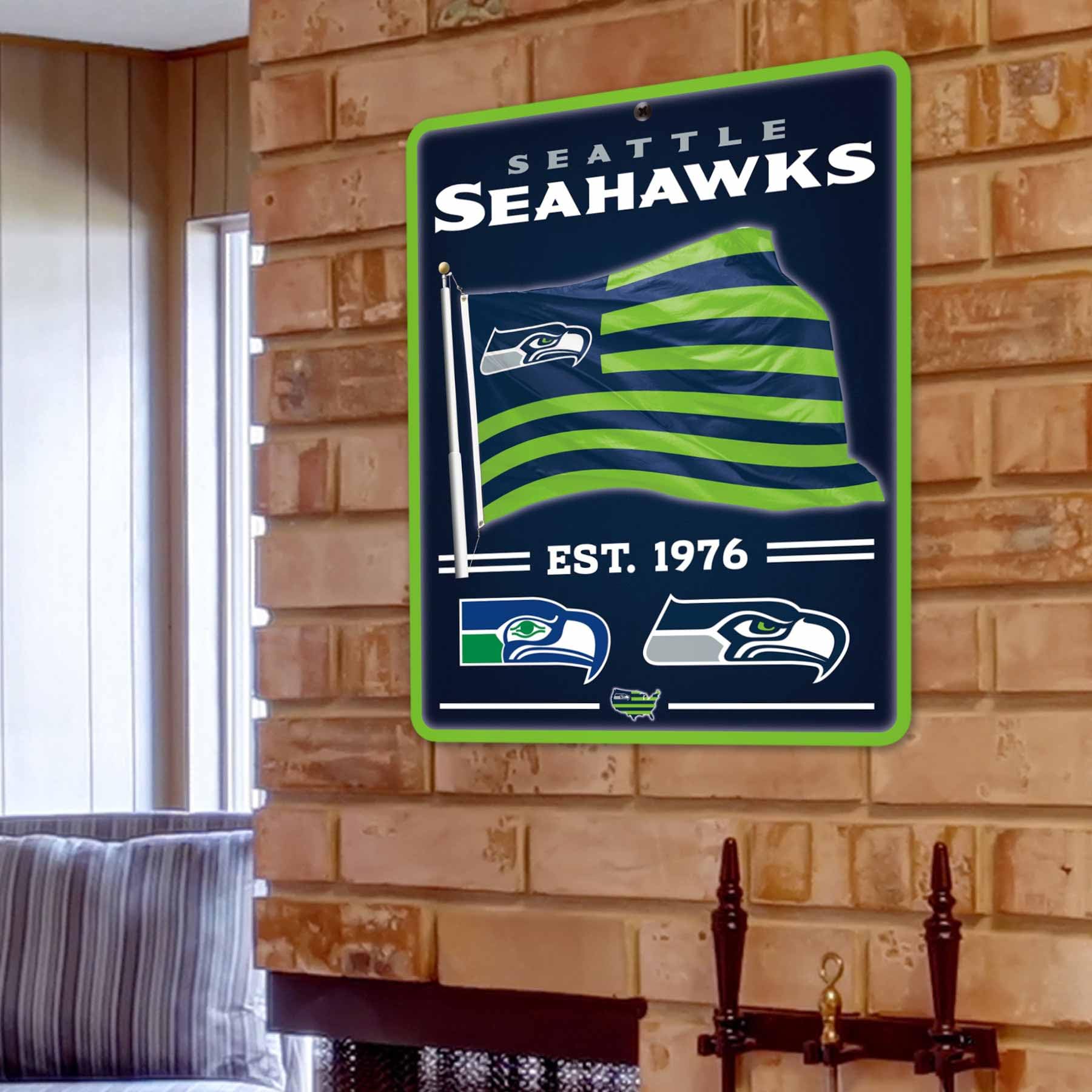 WinCraft Seattle Seahawks Americana Banner Flag Sign - Sports Collectibles, Sports Memorabilia, Sports Fan Shop, Sports Gifts