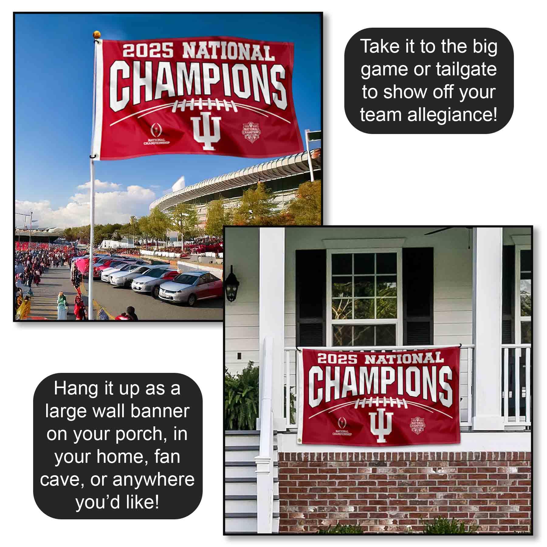 Indiana Hoosiers National Champions 2025 3x5 Grommet Flag - Sports Gifts, Sports Memorabilia, Sports Collectibles, Fan Shop