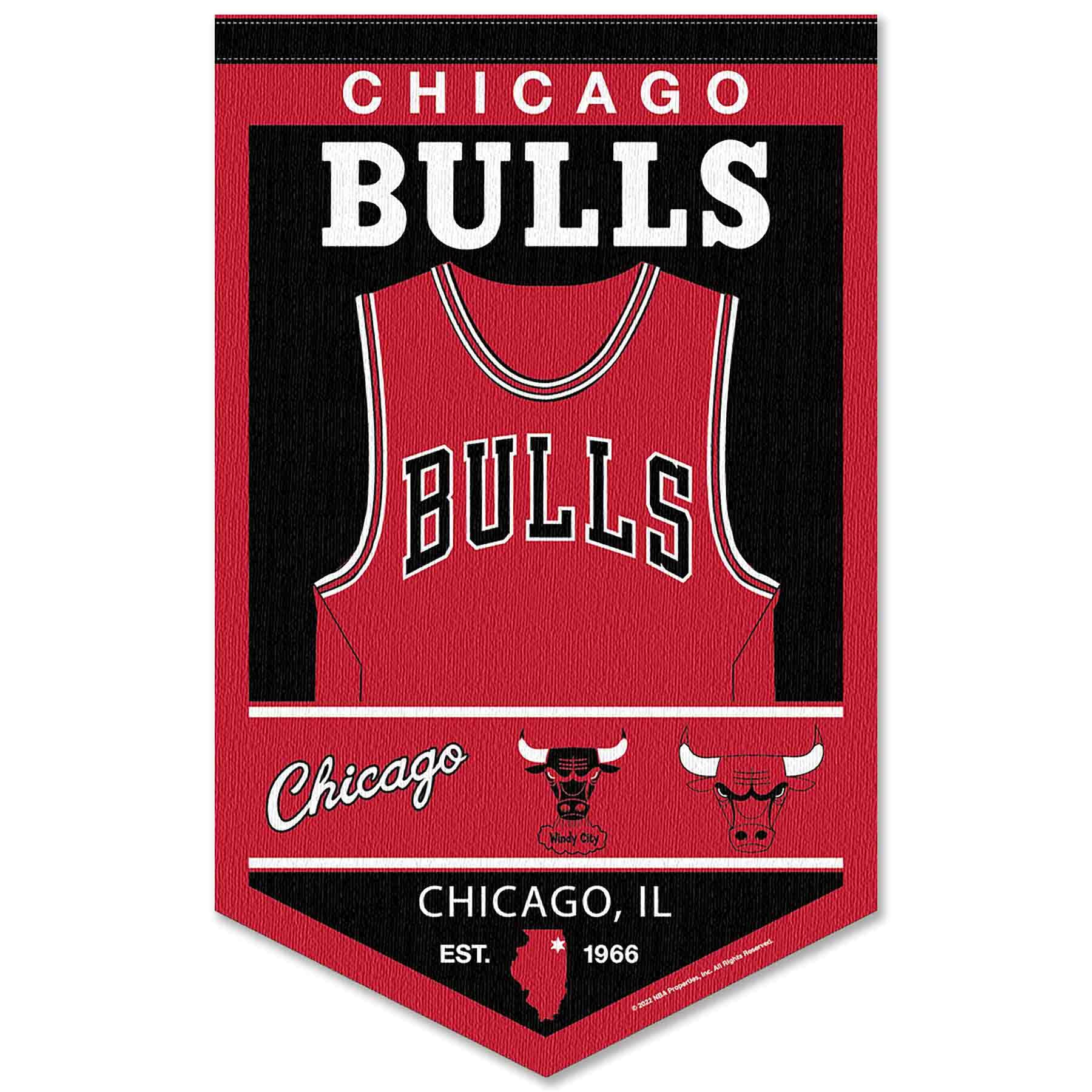 WinCraft Chicago Bulls Heritage History Banner Pennant - Sports Collectibles, Sports Memorabilia, Sports Fan Shop, Sports Gifts