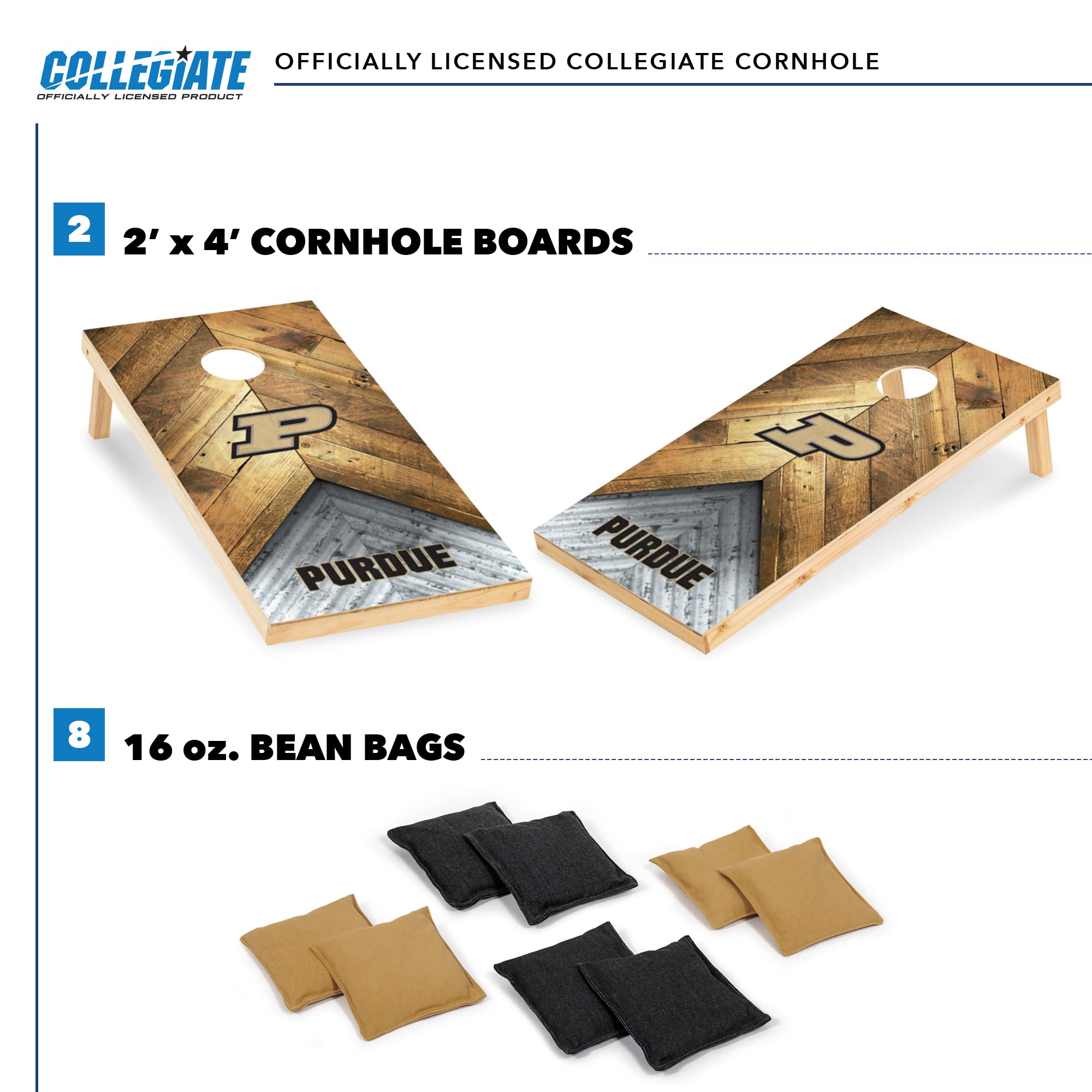 Wild Sports Boilermakers 2' x 4' Regulation Size College Set with Direct Print HD Team Graphics Great Gift for Any NCAA Fan! Bean Bag Toss Family Outdoor Game - Sports Collectibles, Sports Memorabilia, Sports Fan Shop, Sports Gifts