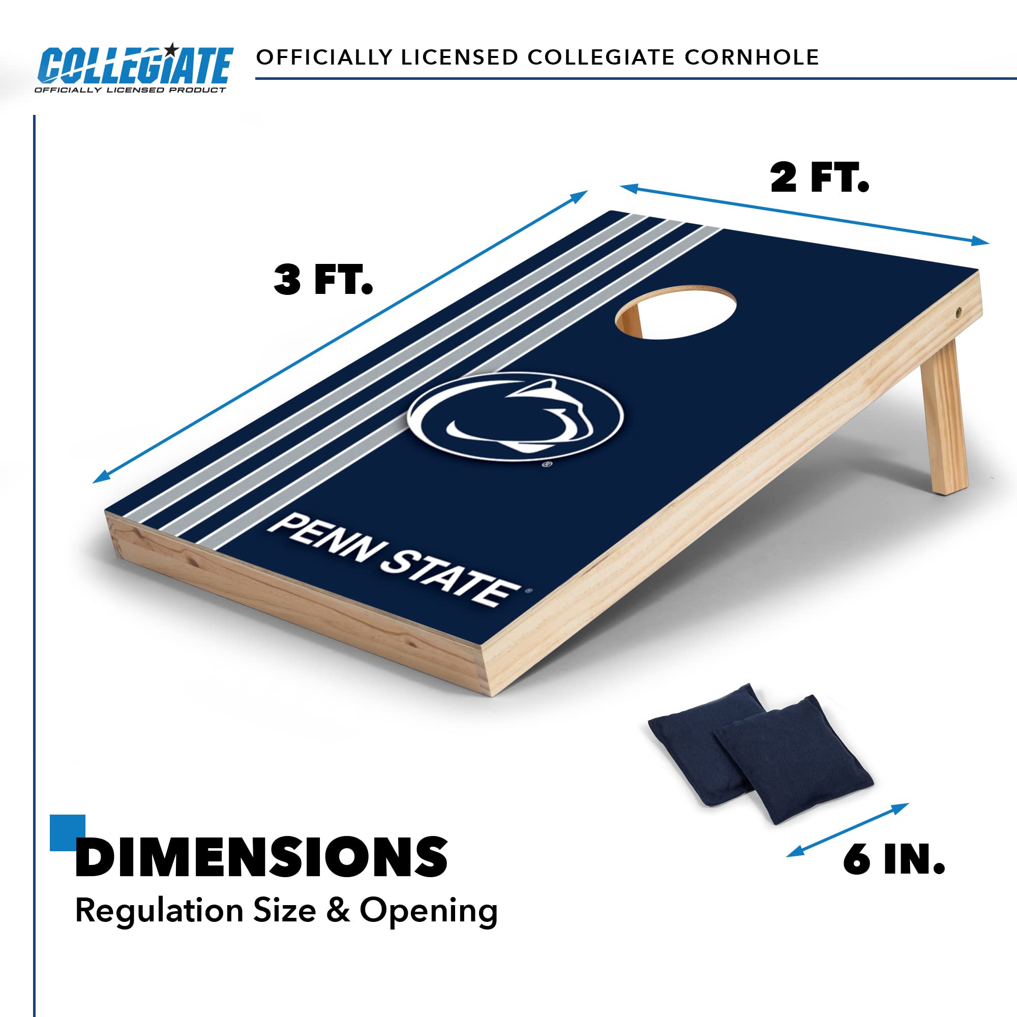 Wild Sports 2' x 3' Solid Wood Cornhole Set with Direct Print HD Team Graphics – Great Gift for Any NCAA Fan! Bean Bag Toss Family Outdoor Games – Penn State Nittany Lions - Sports Collectibles, Sports Memorabilia, Sports Fan Shop, Sports Gifts