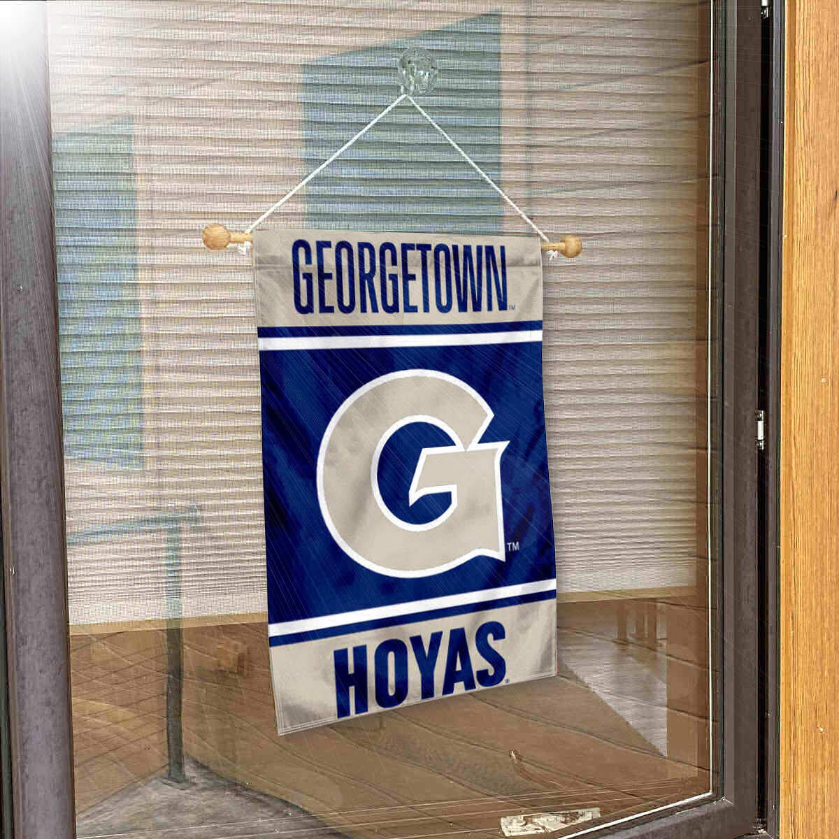 College Flags & Banners Co. Georgetown Hoyas Window Wall Banner Hanging Flag with Suction Cup - Sports Collectibles, Sports Memorabilia, Sports Fan Shop, Sports Gifts