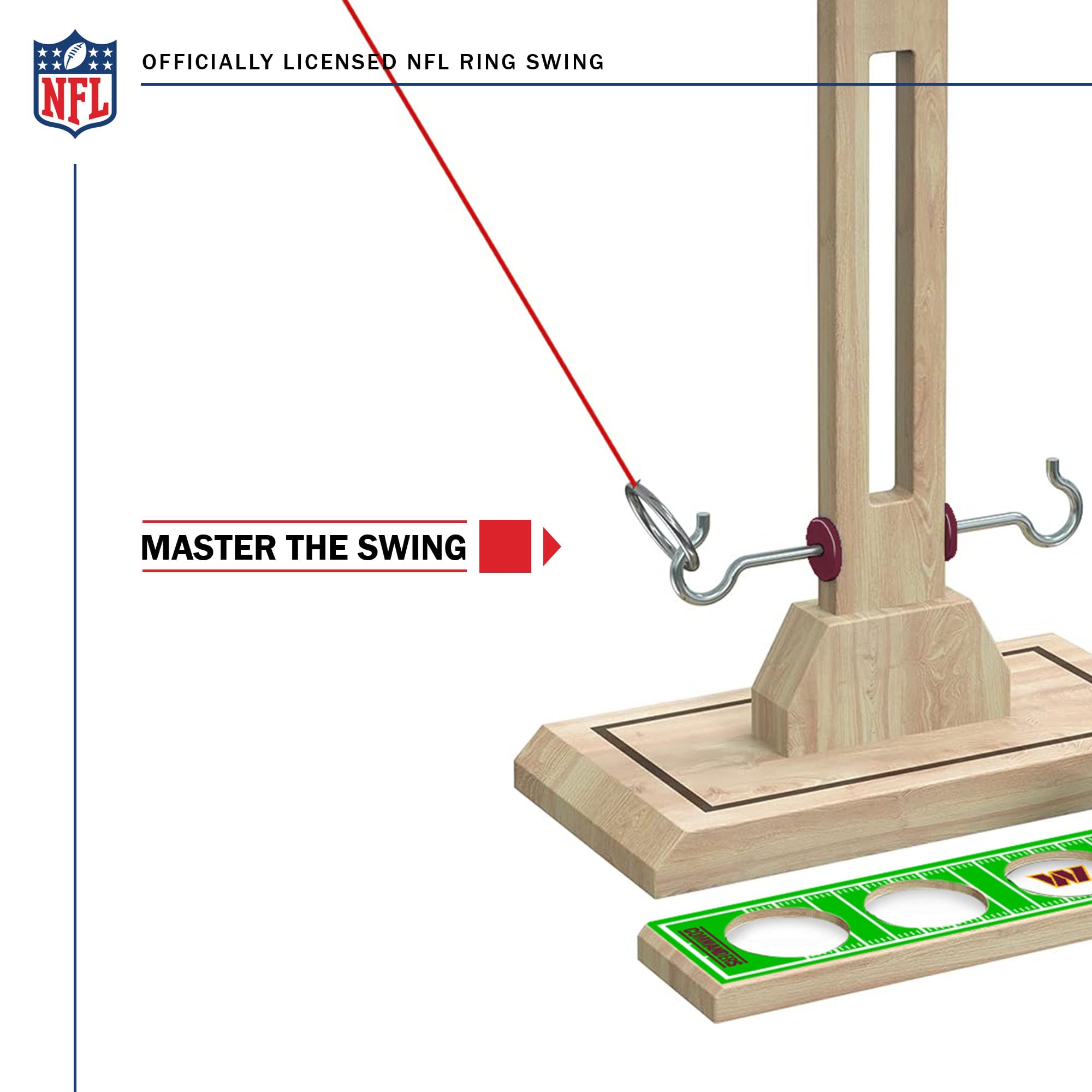 Wild Sports NFL Washington Commanders Wooden Ring Swing Battle - Head-to-Head Ring Toss Hook & Ring Game for NFL Fans - Sports Collectibles, Sports Memorabilia, Sports Fan Shop, Sports Gifts