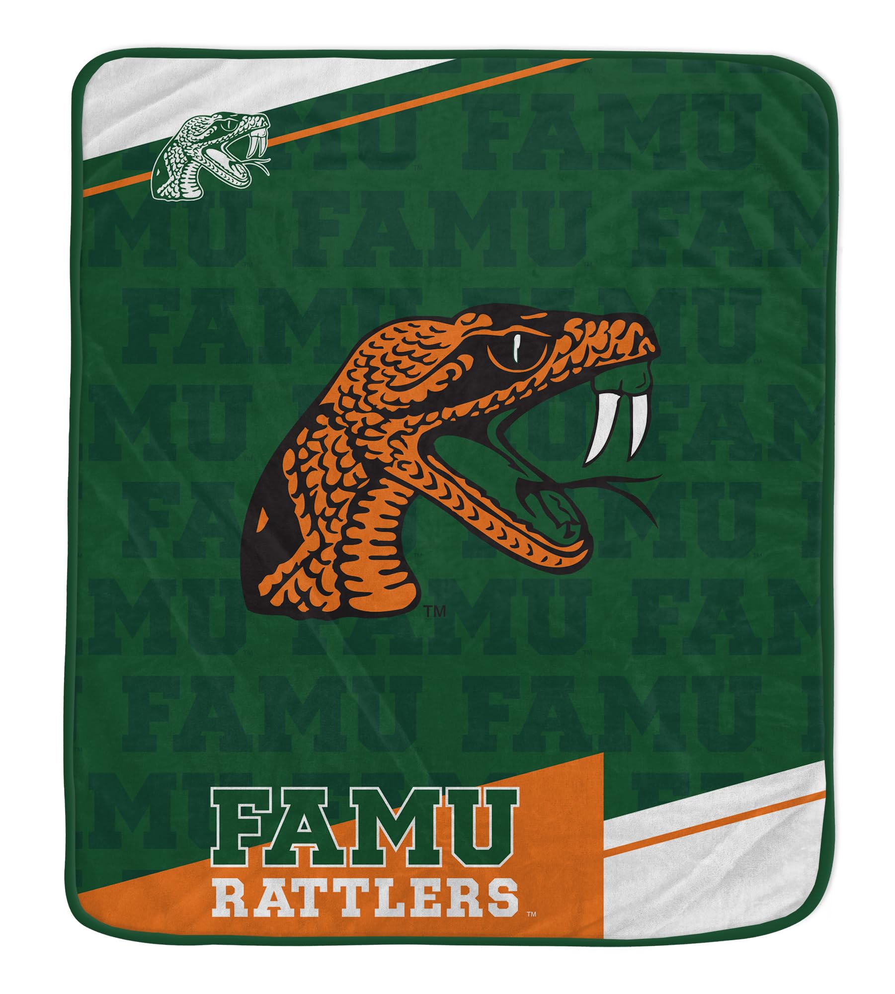 Pegasus Sports NCAA Florida A&M Rattlers Diagonal Ghost Ultra Soft Blanket - Sports Gifts, Sports Memorabilia, Sports Collectibles, Fan Shop