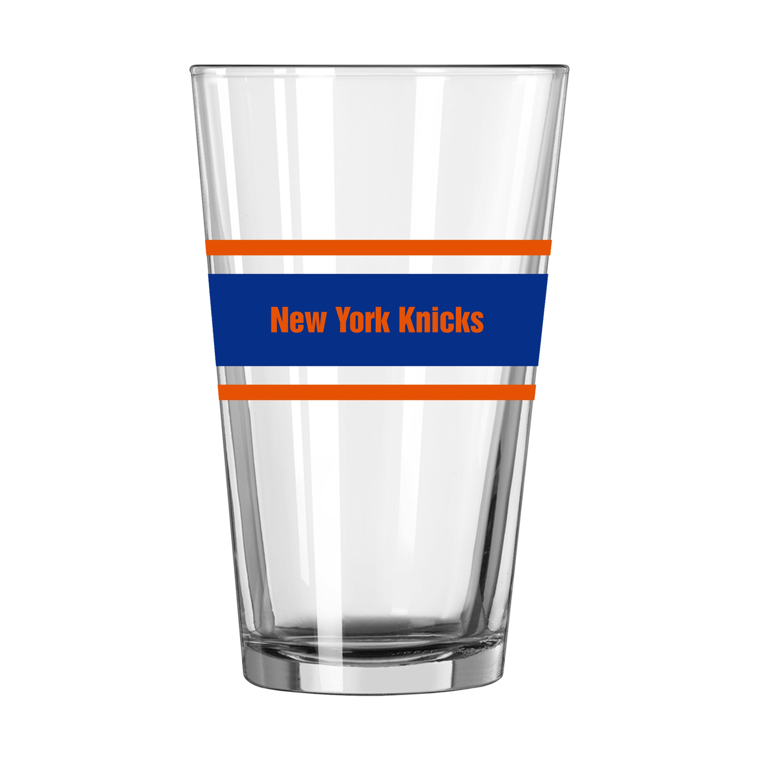 New York Knicks 16oz Stripe Pint Glass - Sports Gifts, Sports Memorabilia, Sports Collectibles, Fan Shop