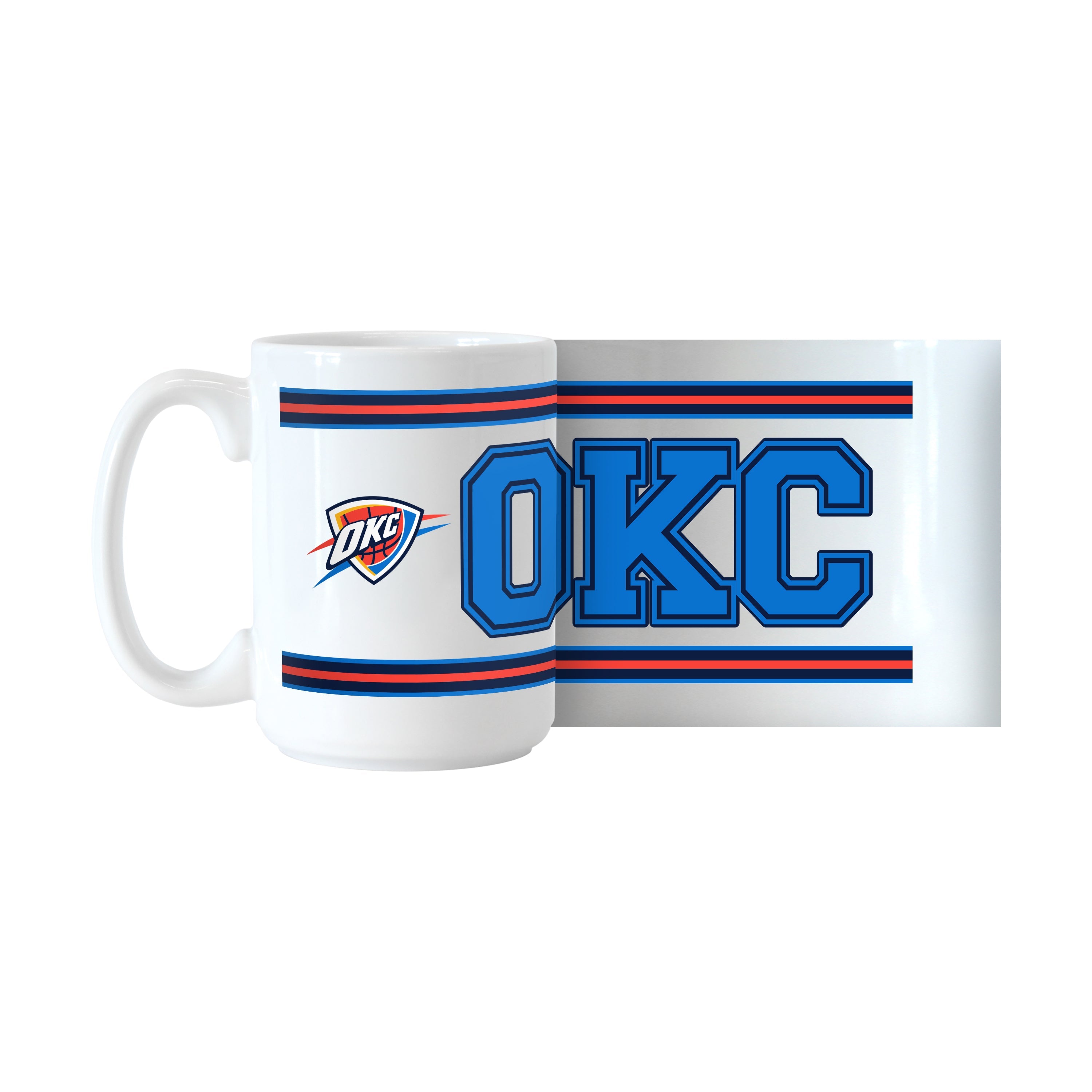 Oklahoma City Thunder 15oz Overtime Stripe Sublimated Mug - Sports Gifts, Sports Memorabilia, Sports Collectibles, Fan Shop