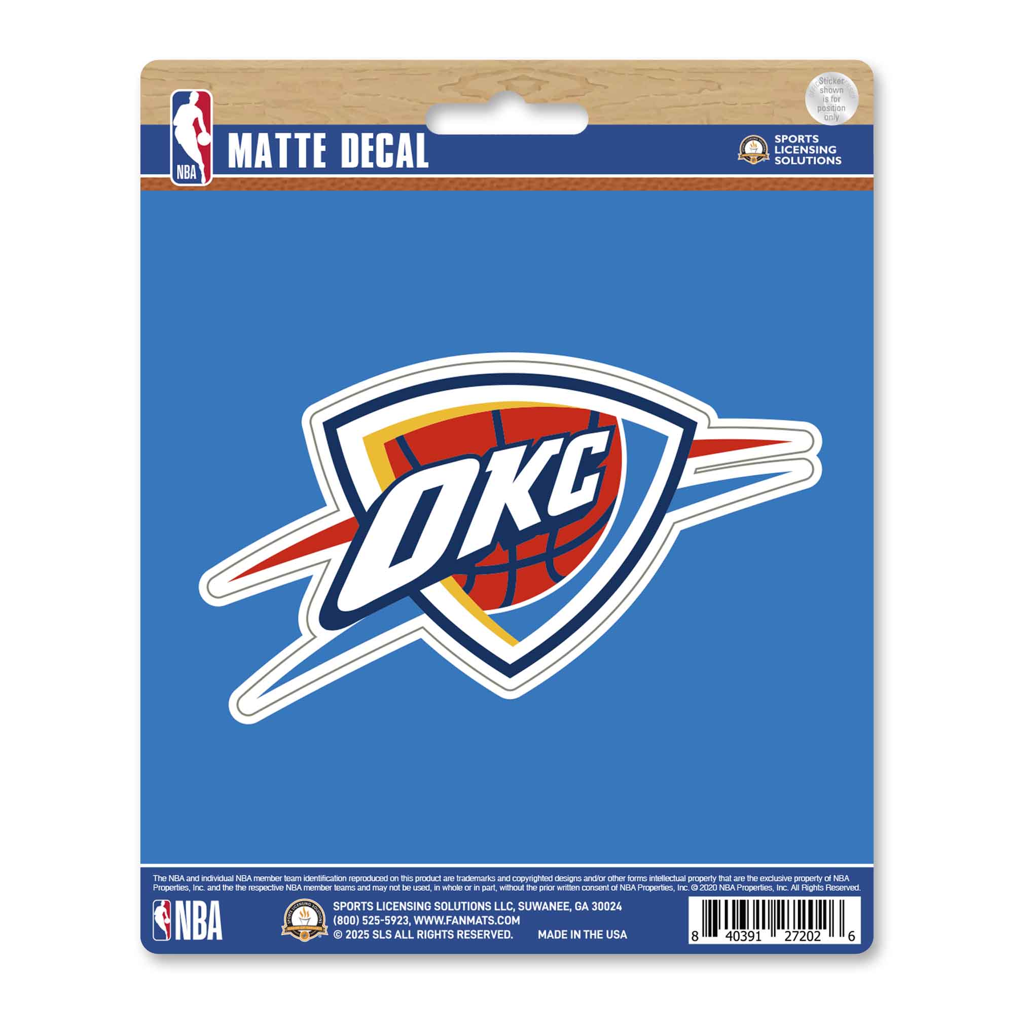 NBA - Oklahoma City Thunder Matte Decal